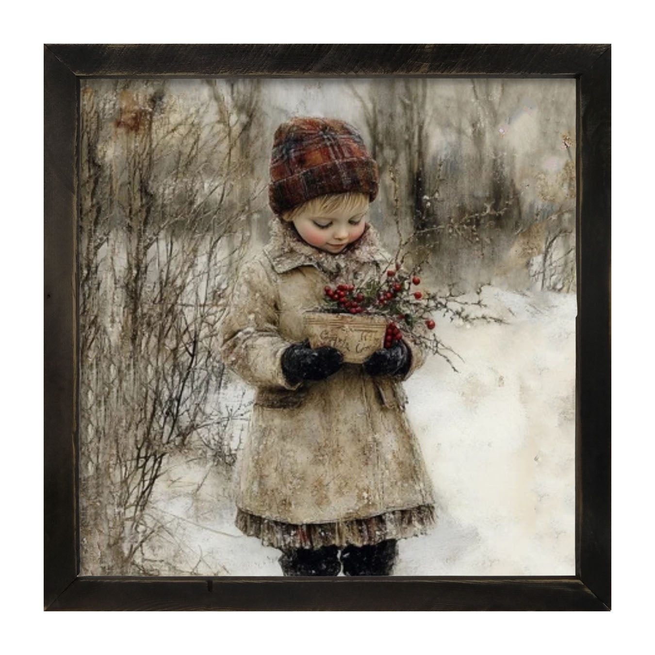 Girl with Red Berries - Framed Art