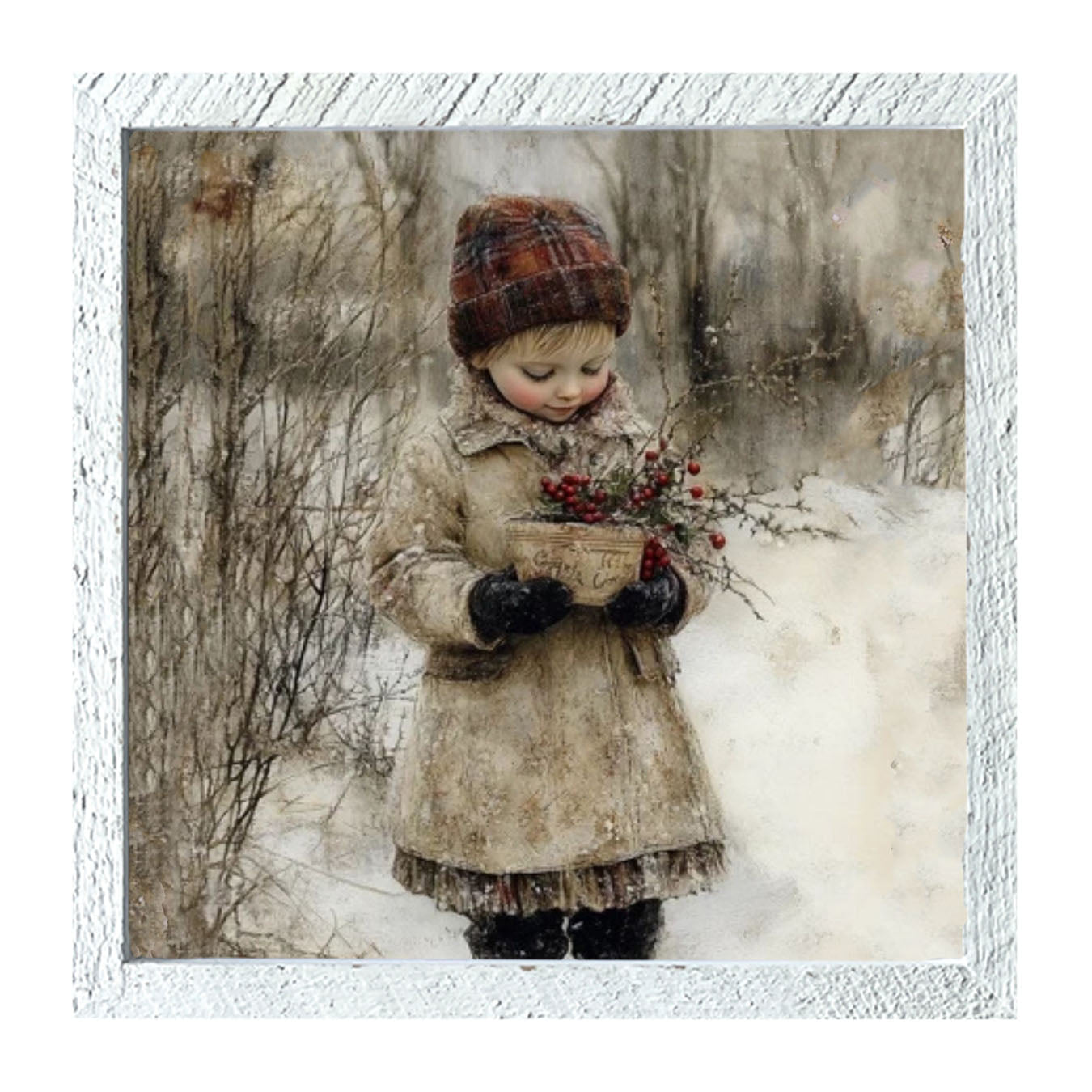 Girl with Red Berries - Framed Art