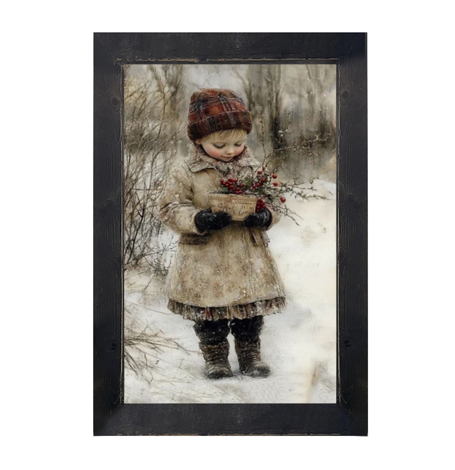 Girl with Red Berries - Framed Art