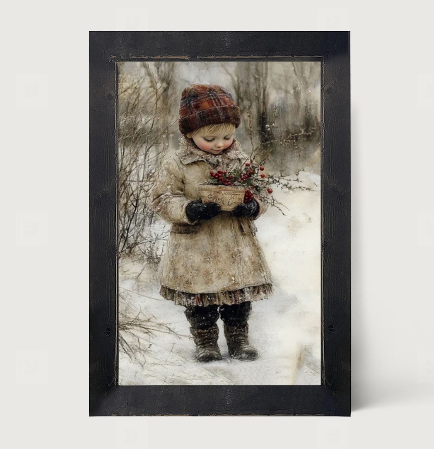 Girl with Red Berries - Framed Art