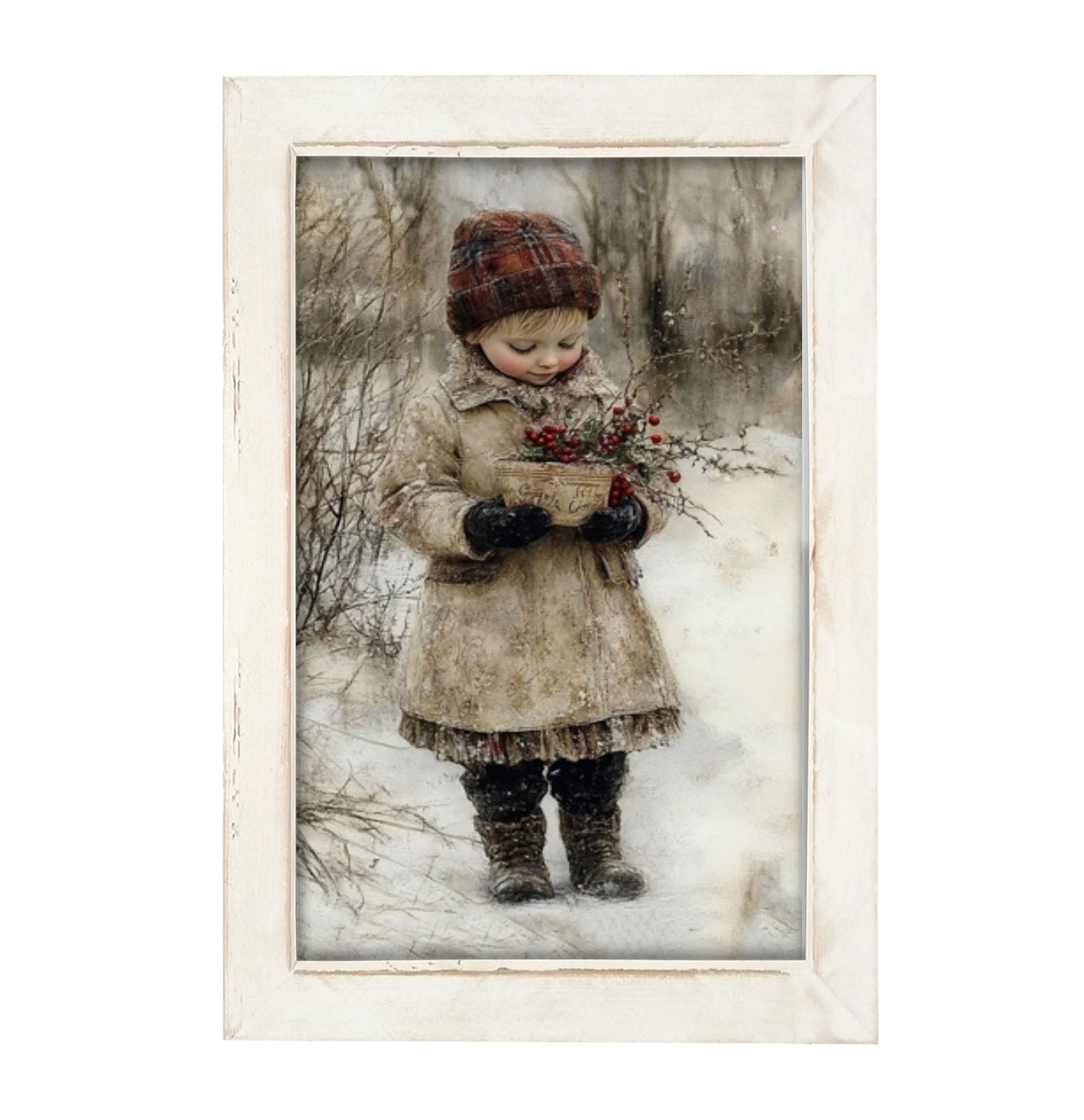 Girl with Red Berries - Framed Art