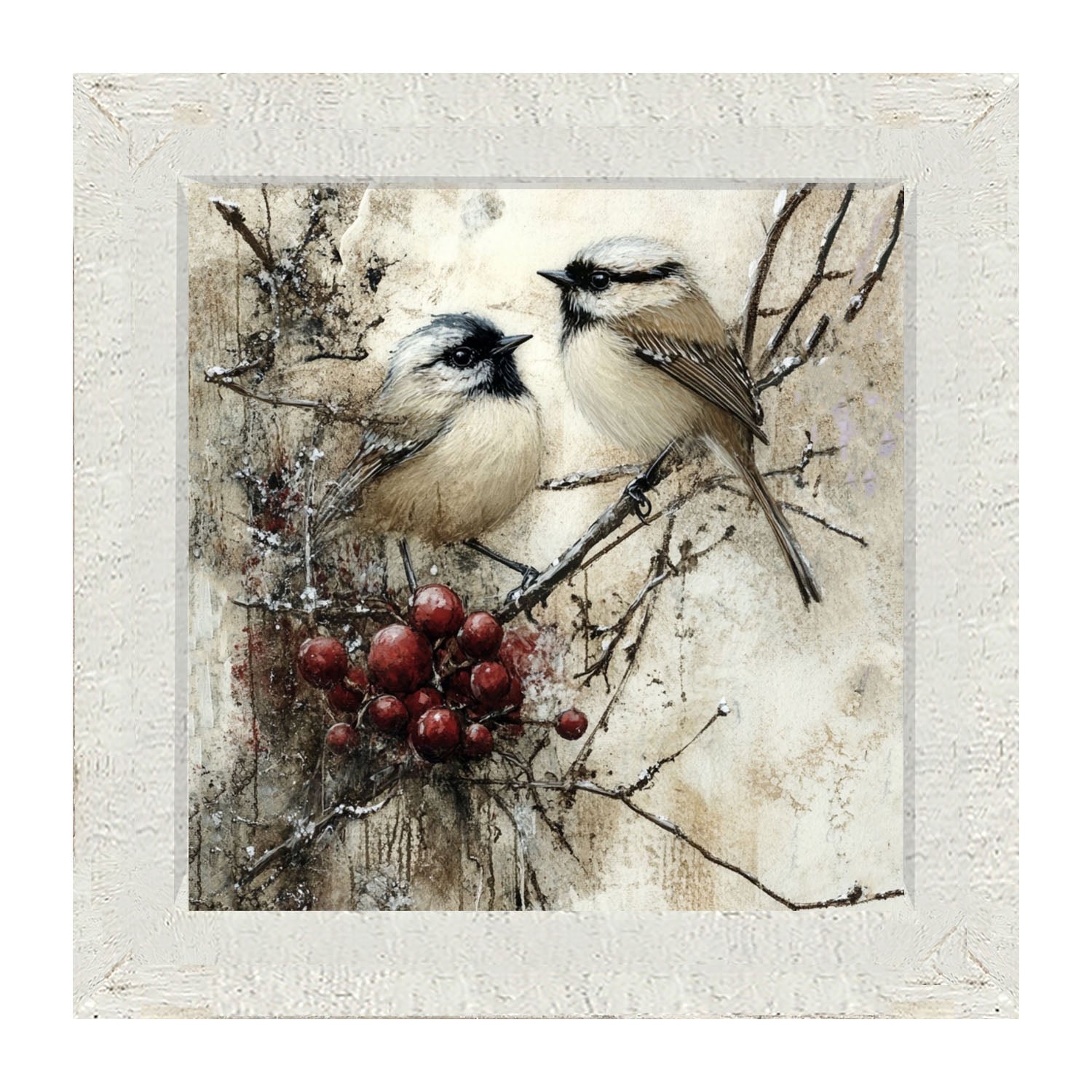 Two Birds with Berries - Framed Art