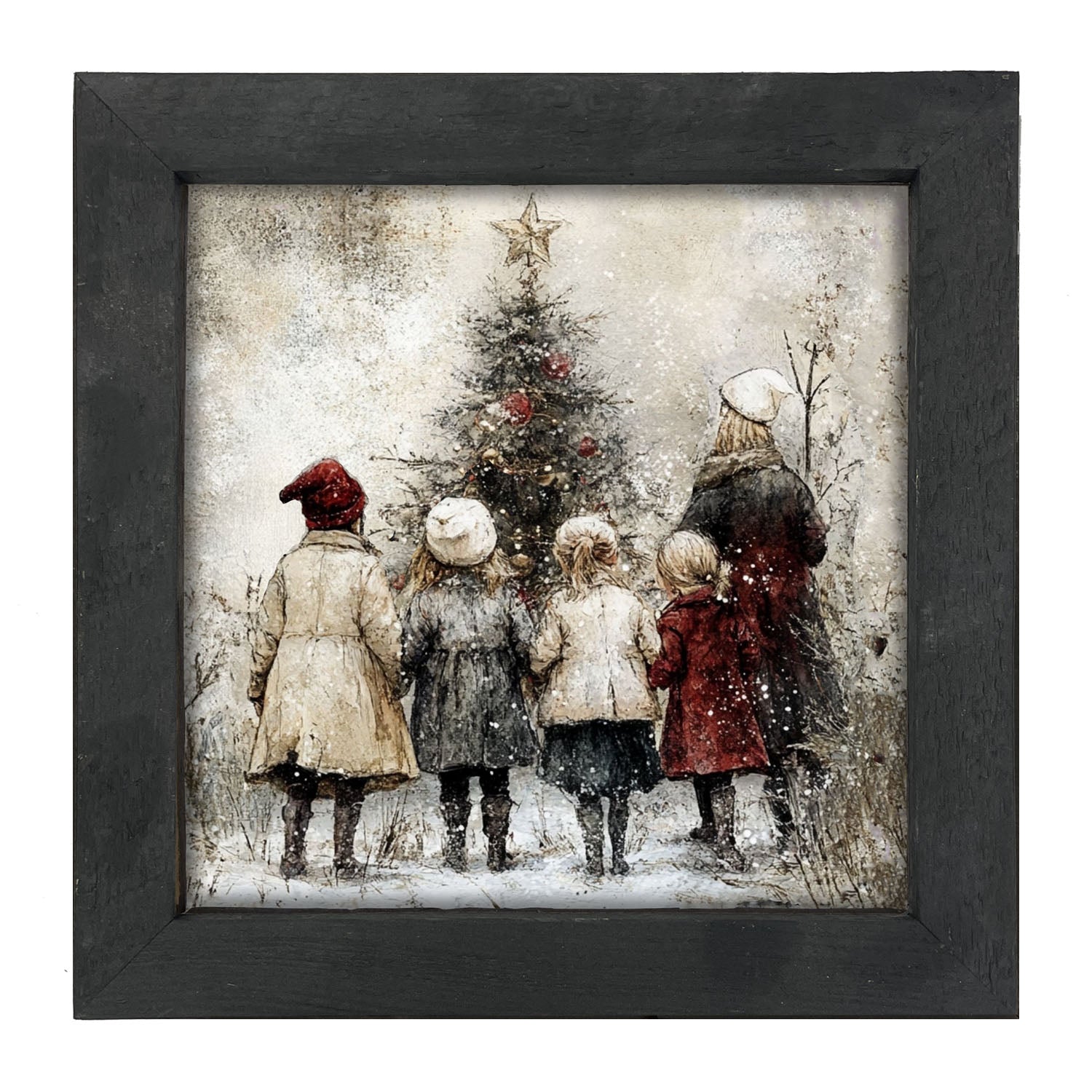 Children at Christmas Time - Framed Art