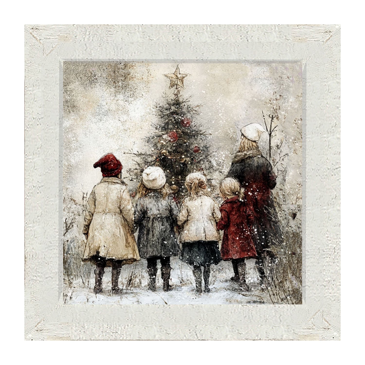 Children at Christmas Time - Framed Art