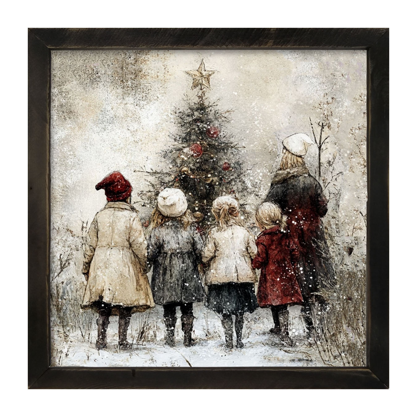 Children at Christmas Time - Framed Art