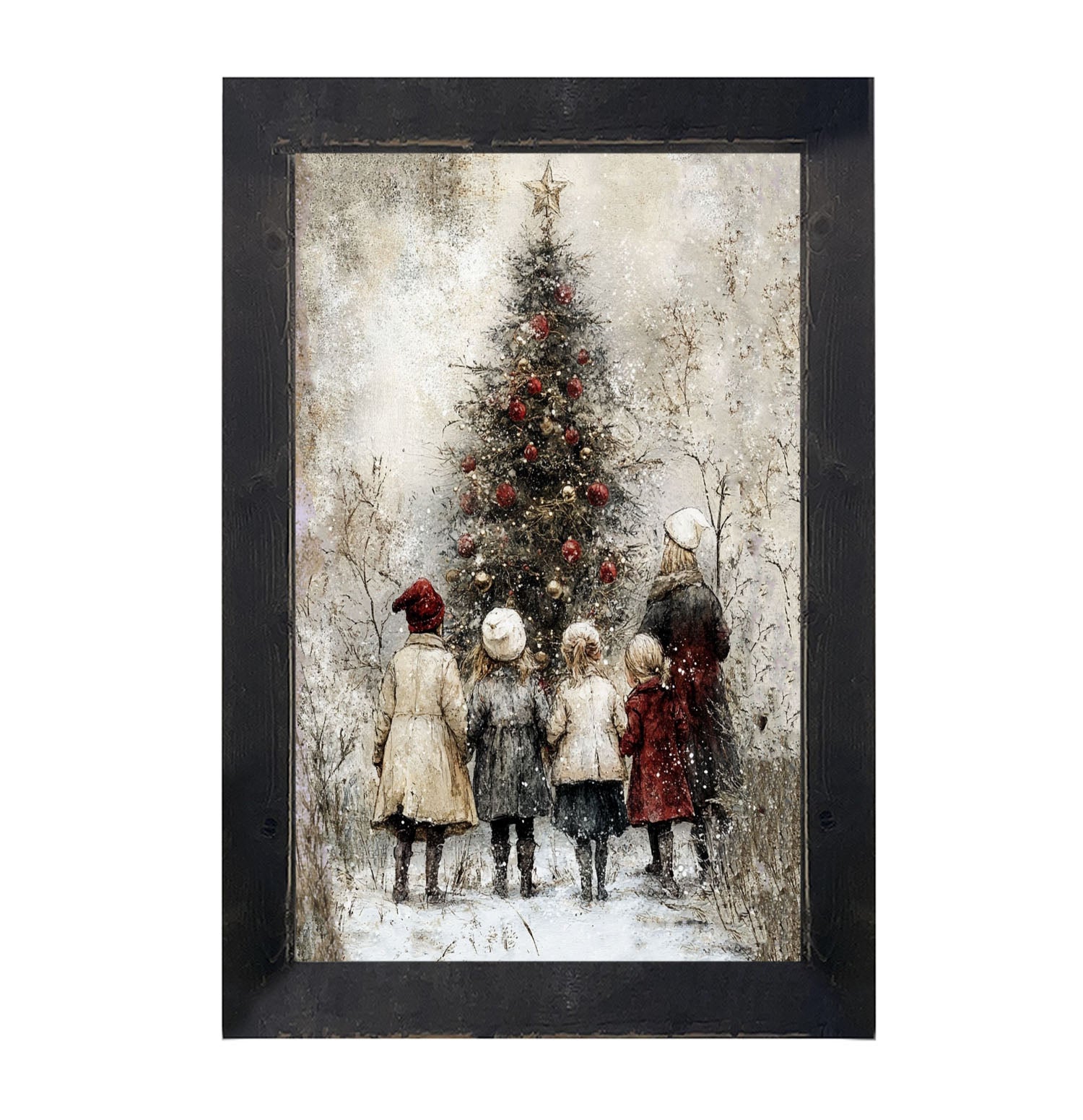 Children at Christmas Time - Framed Art