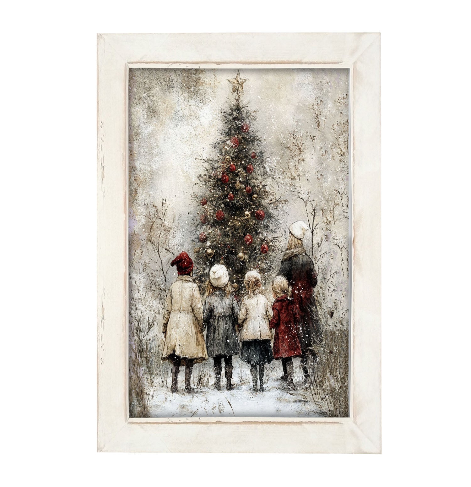 Children at Christmas Time - Framed Art
