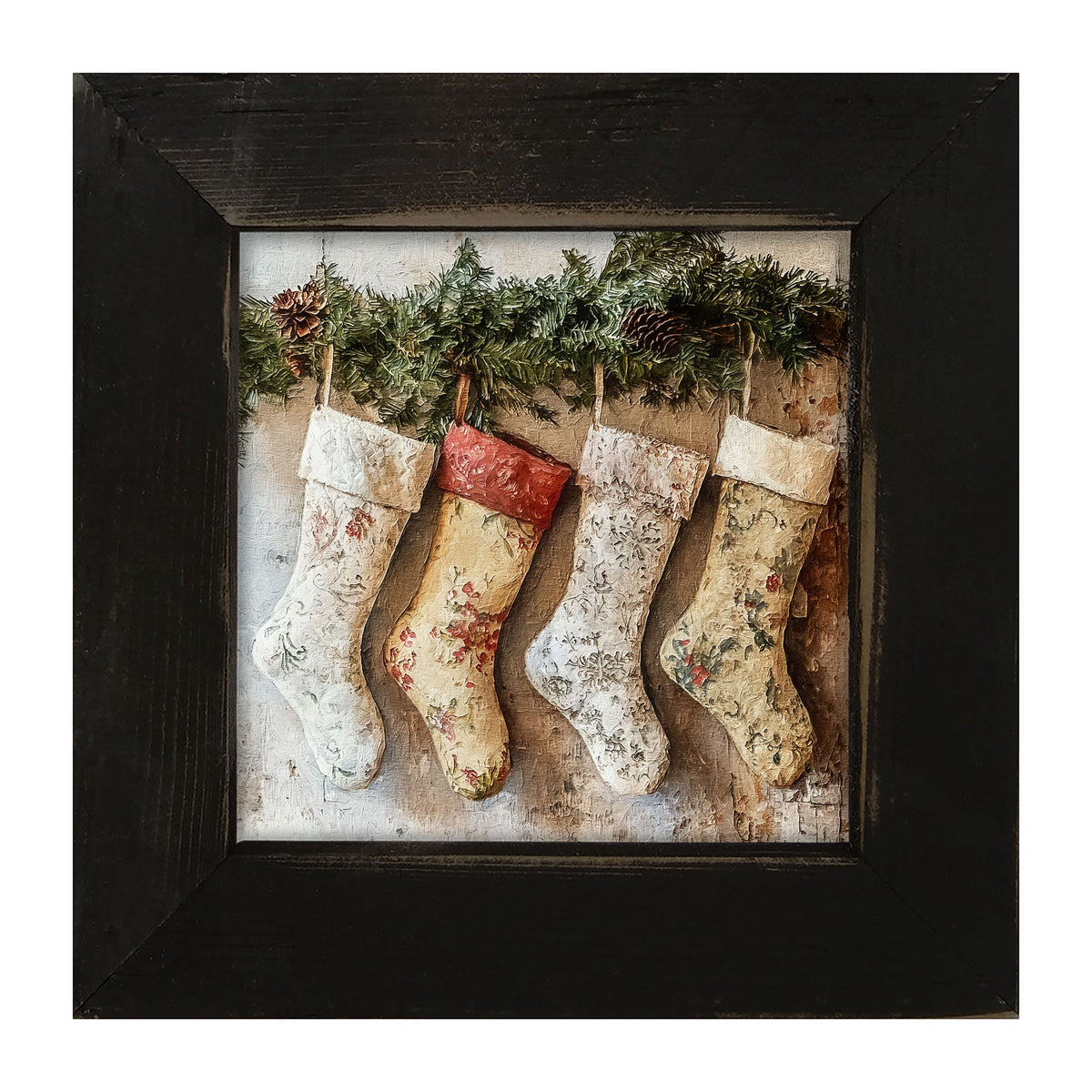 Stockings with Pinecones - Framed art