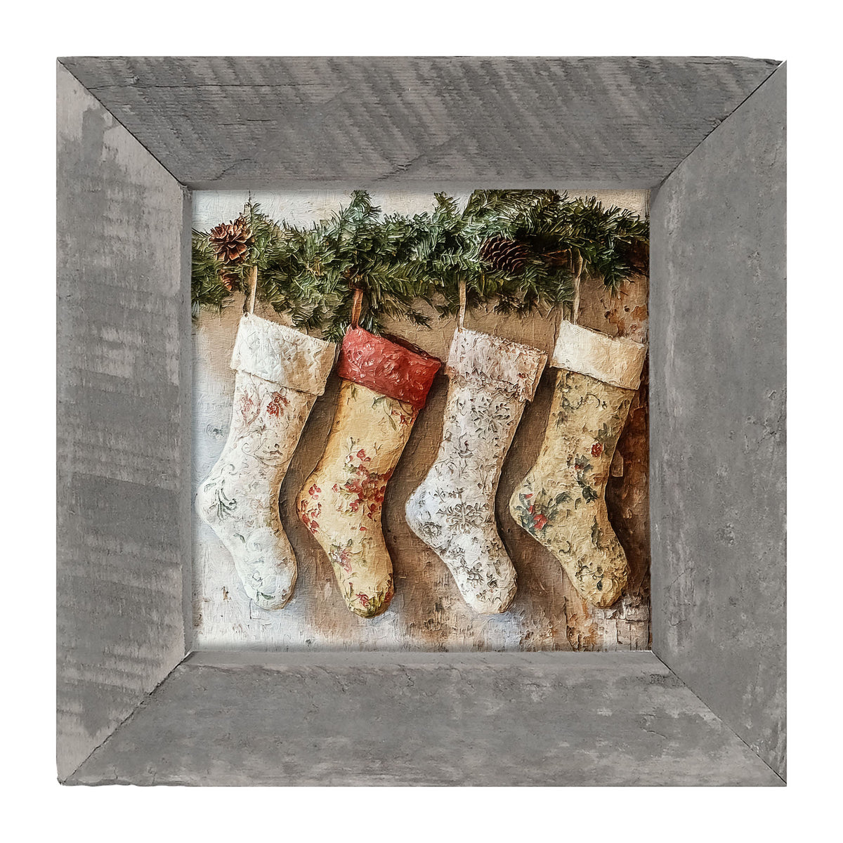 Stockings with Pinecones - Framed art