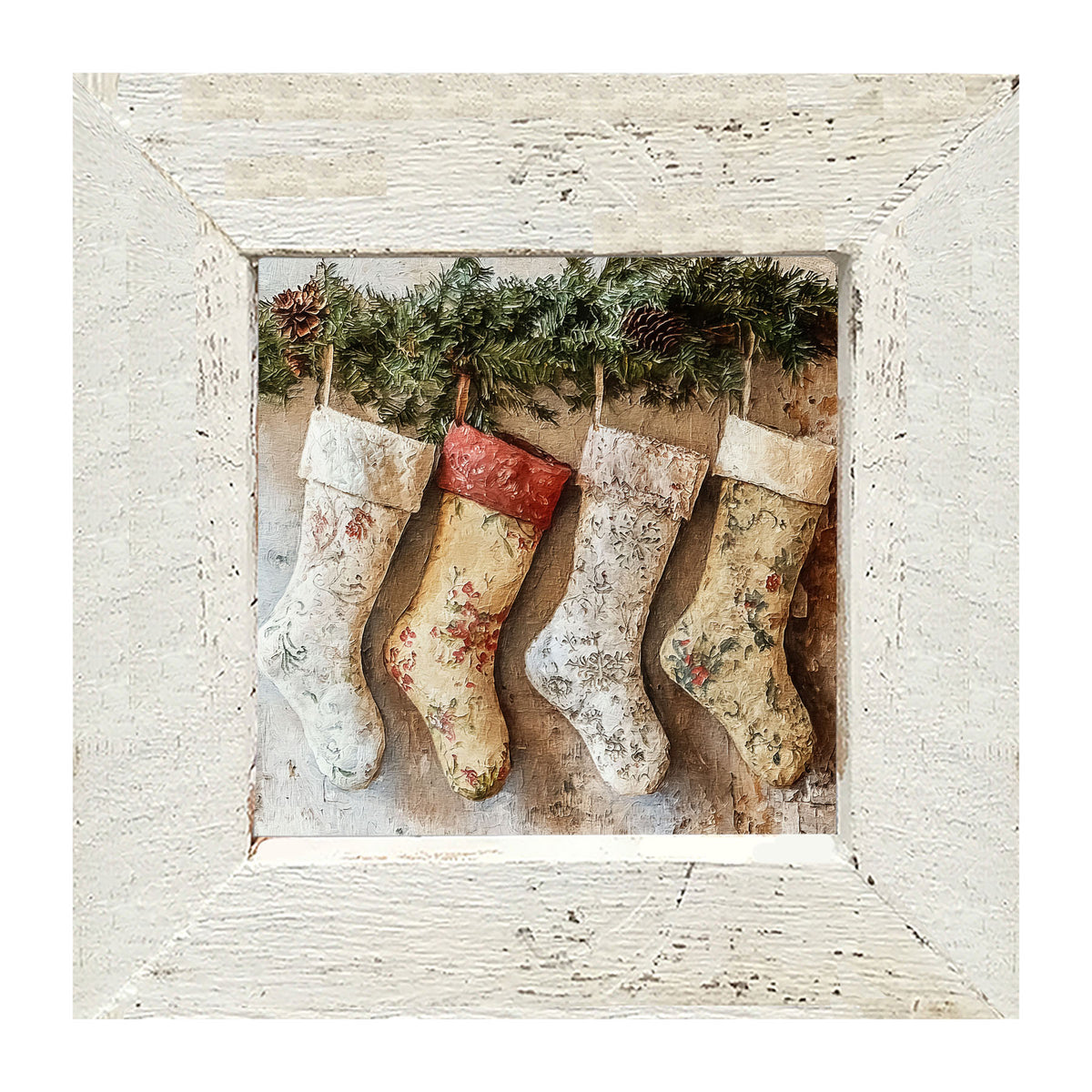 Stockings with Pinecones - Framed art