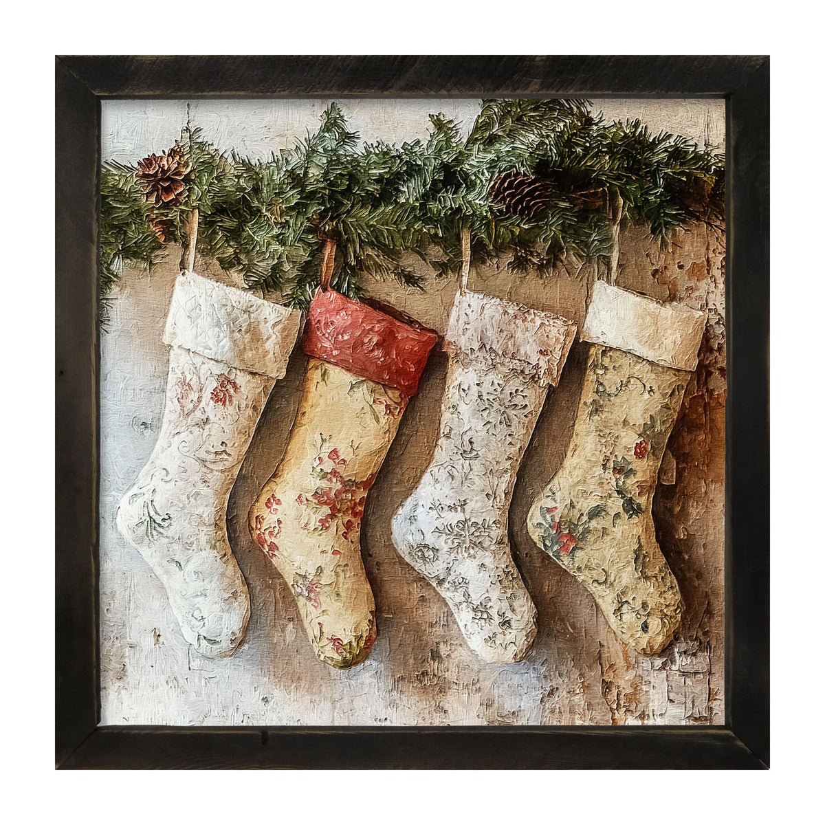 Stockings with Pinecones - Framed art