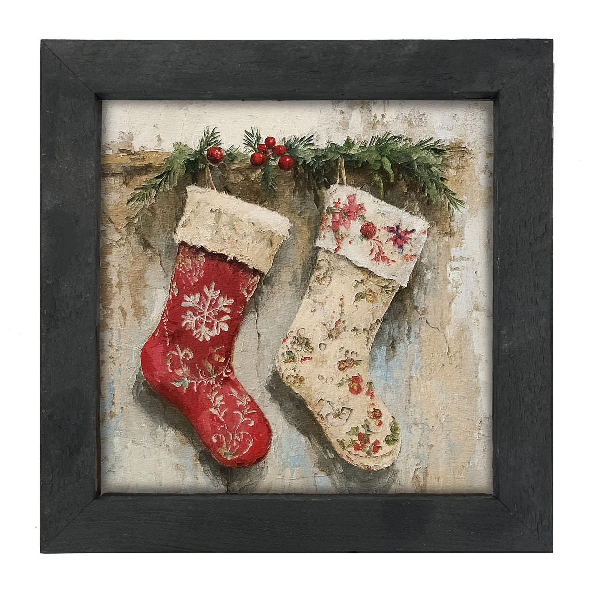 Red and White Stockings - Framed art