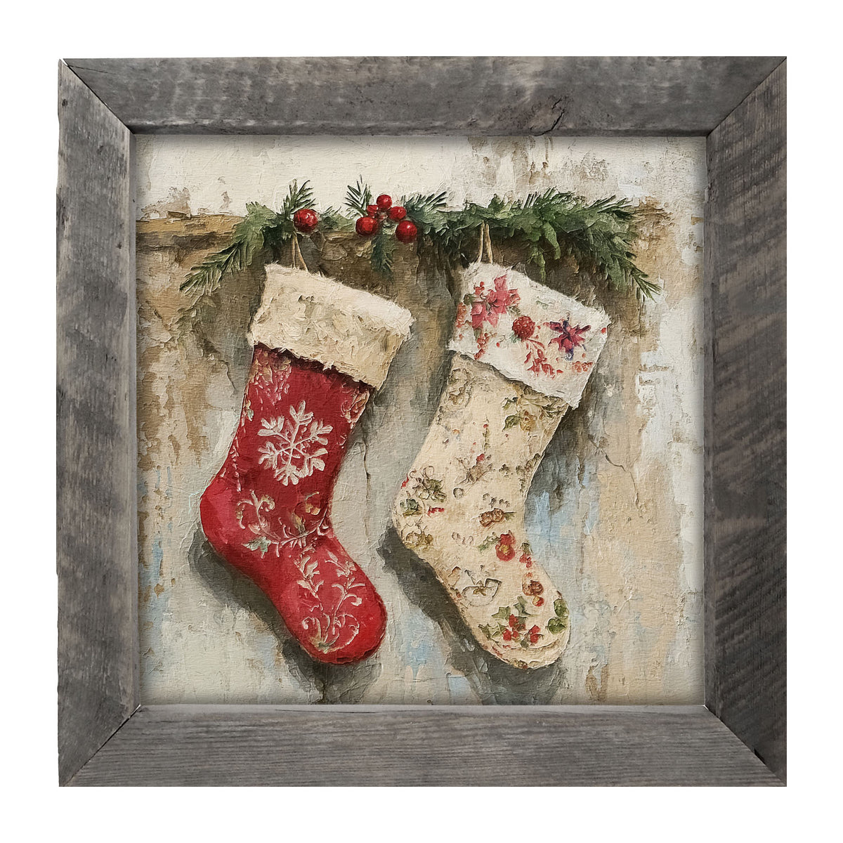Red and White Stockings - Framed art