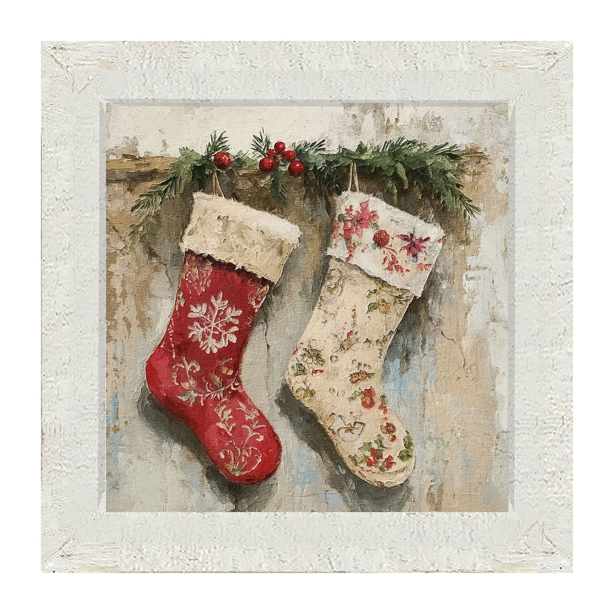Red and White Stockings - Framed art