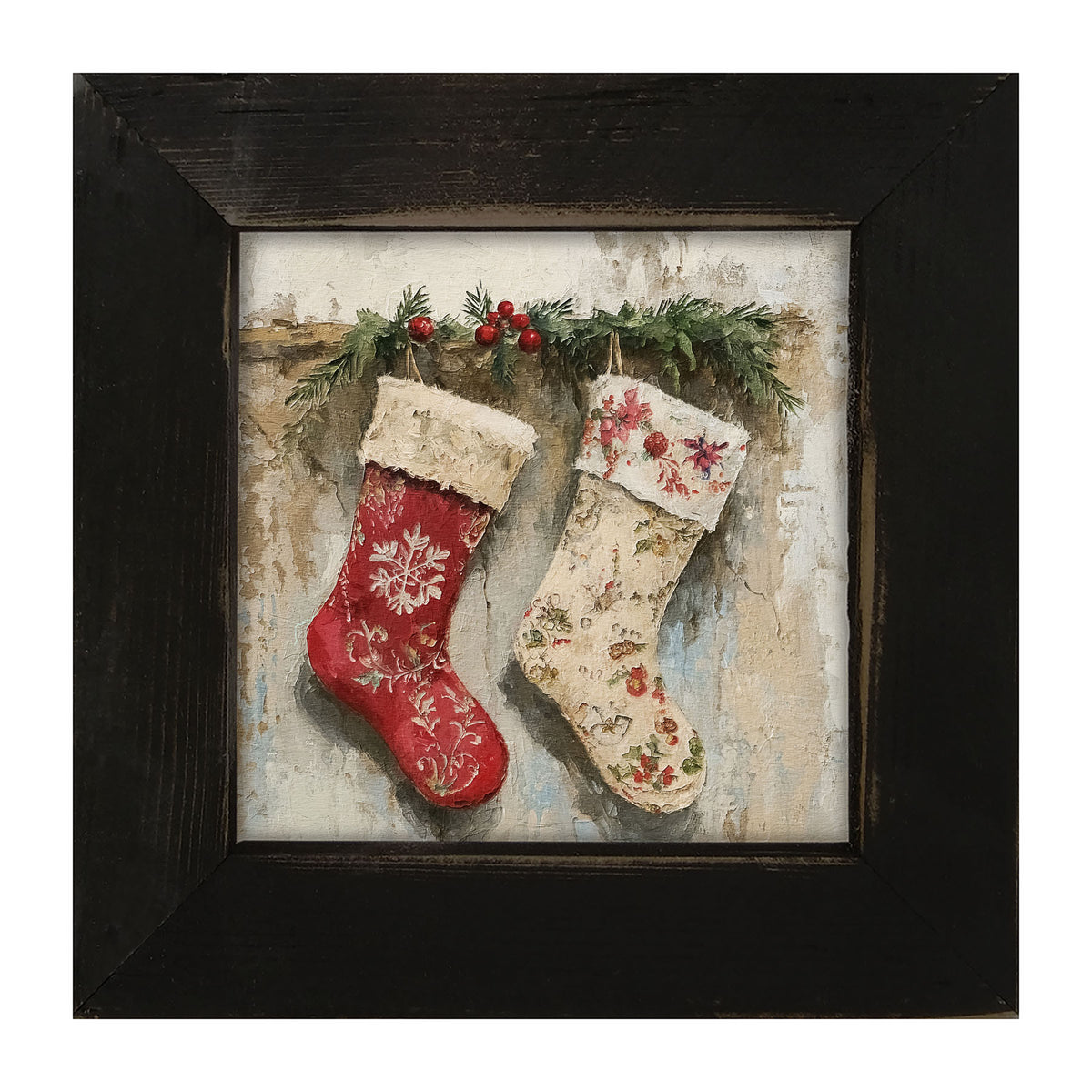 Red and White Stockings - Framed art