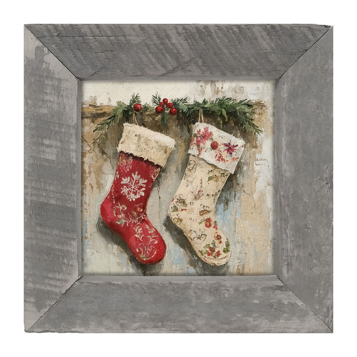 Red and White Stockings - Framed art