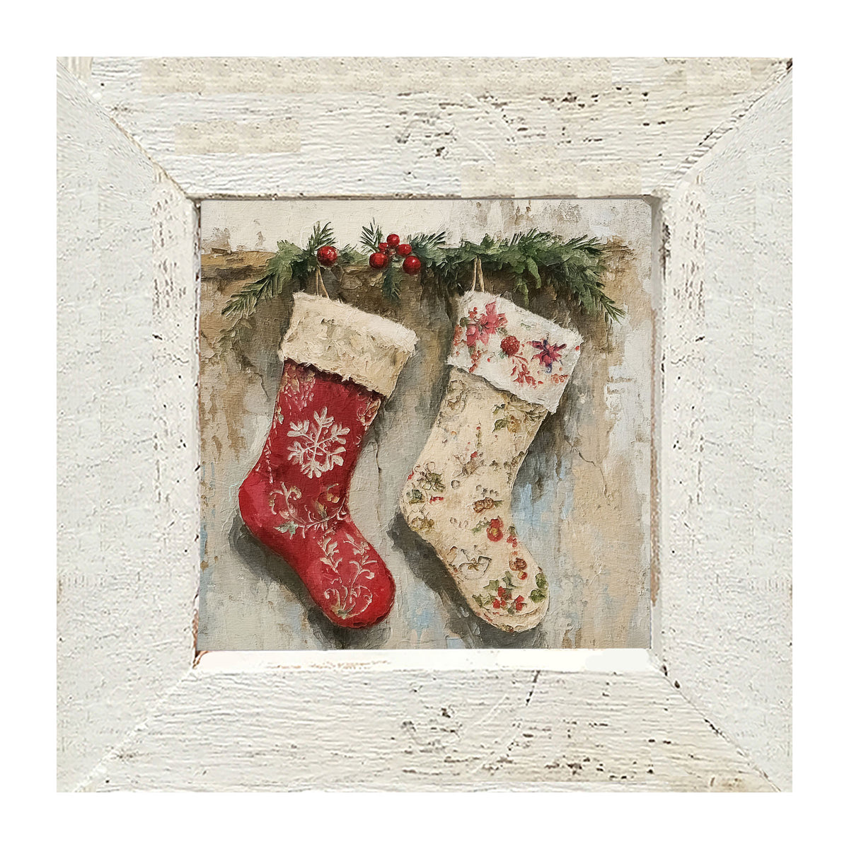 Red and White Stockings - Framed art