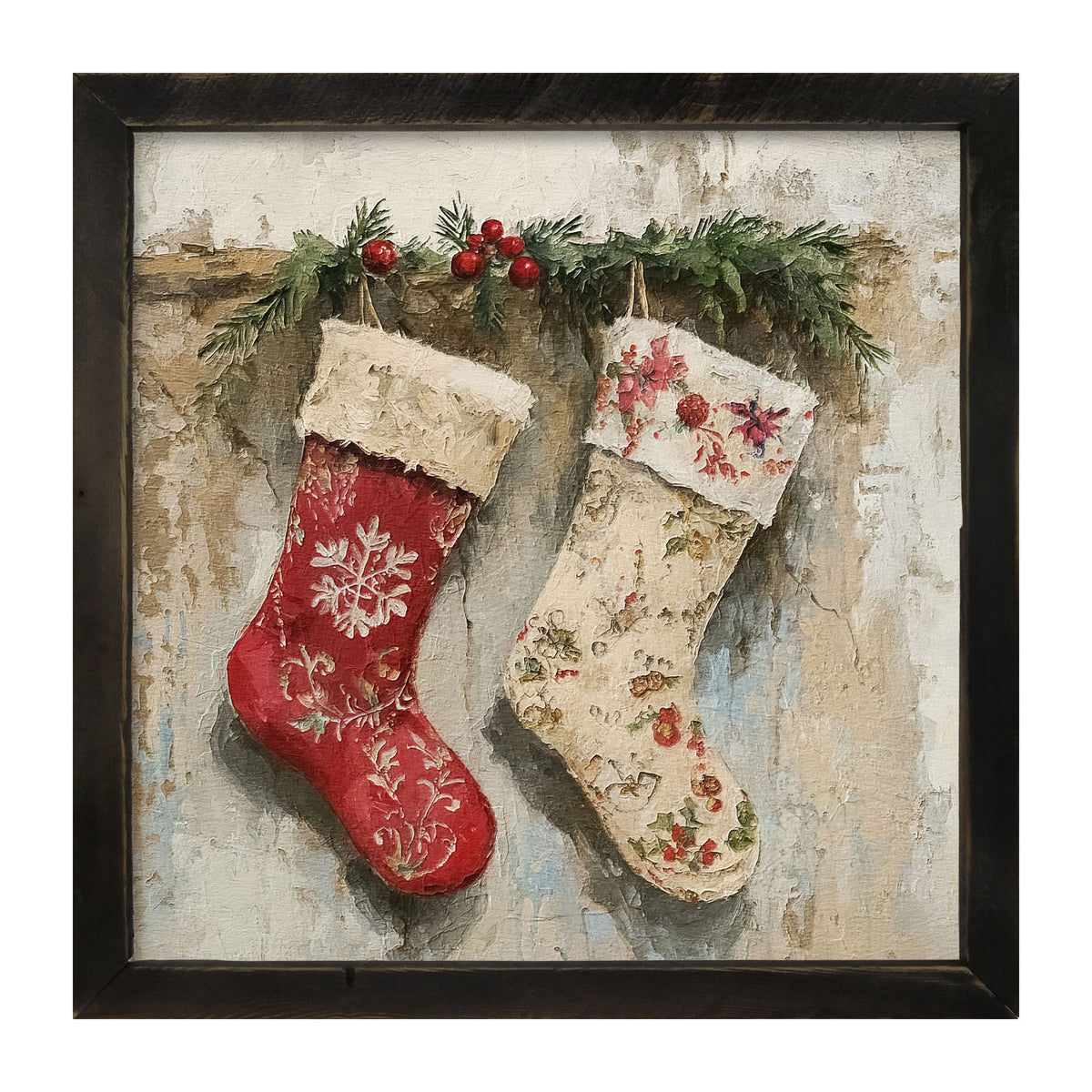 Red and White Stockings - Framed art