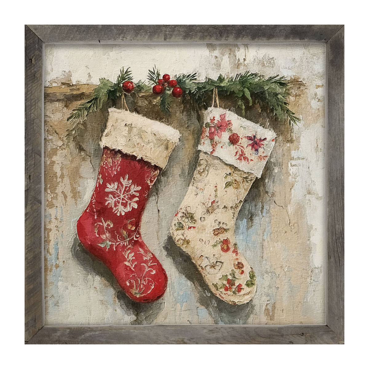 Red and White Stockings - Framed art