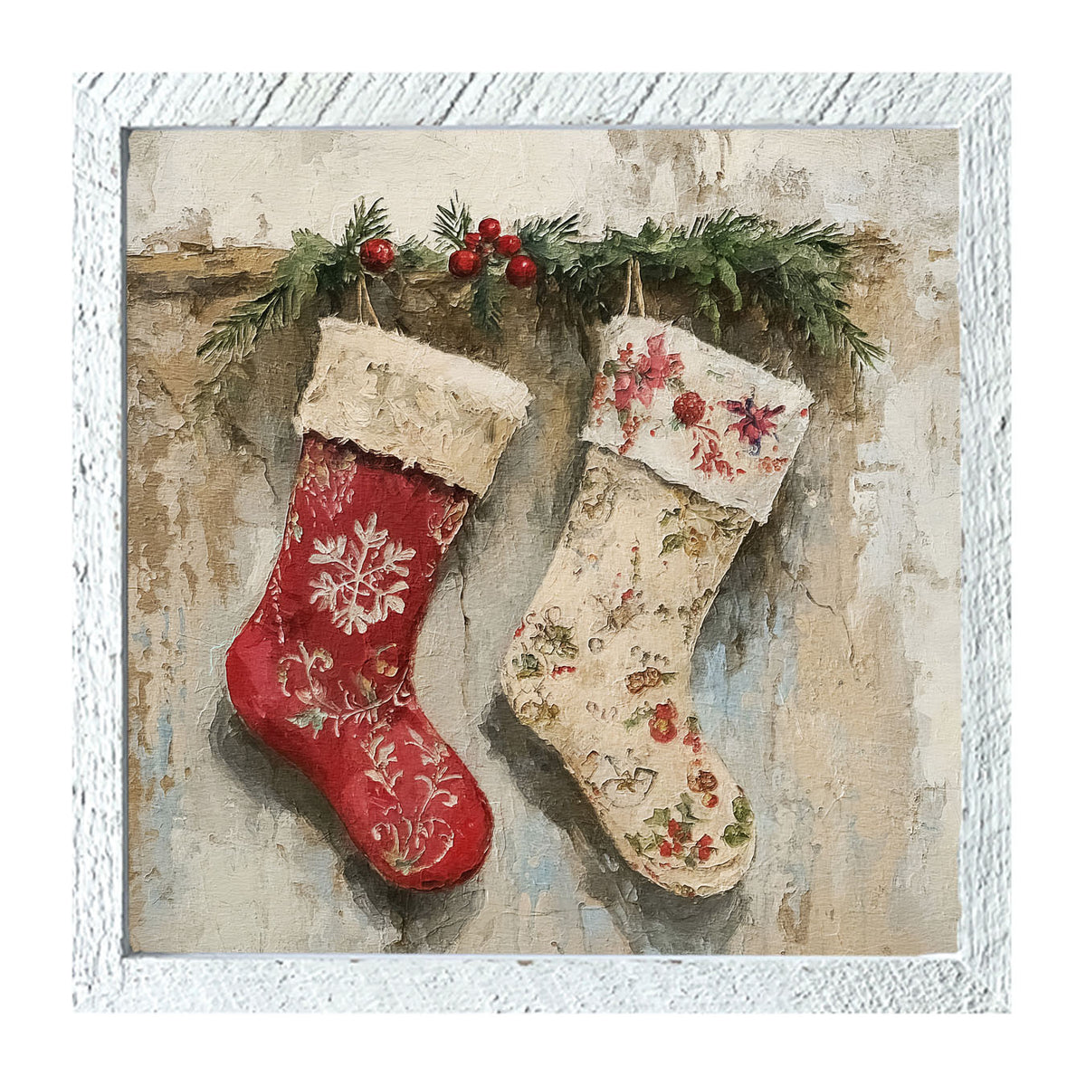 Red and White Stockings - Framed art