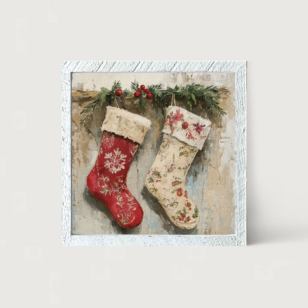 Red and White Stockings - Framed art