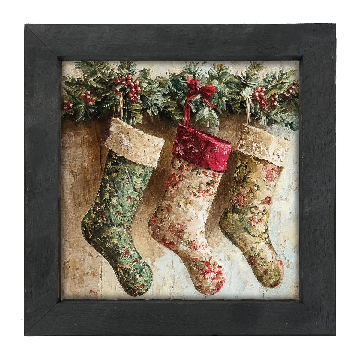 Stockings with Berries - Framed art