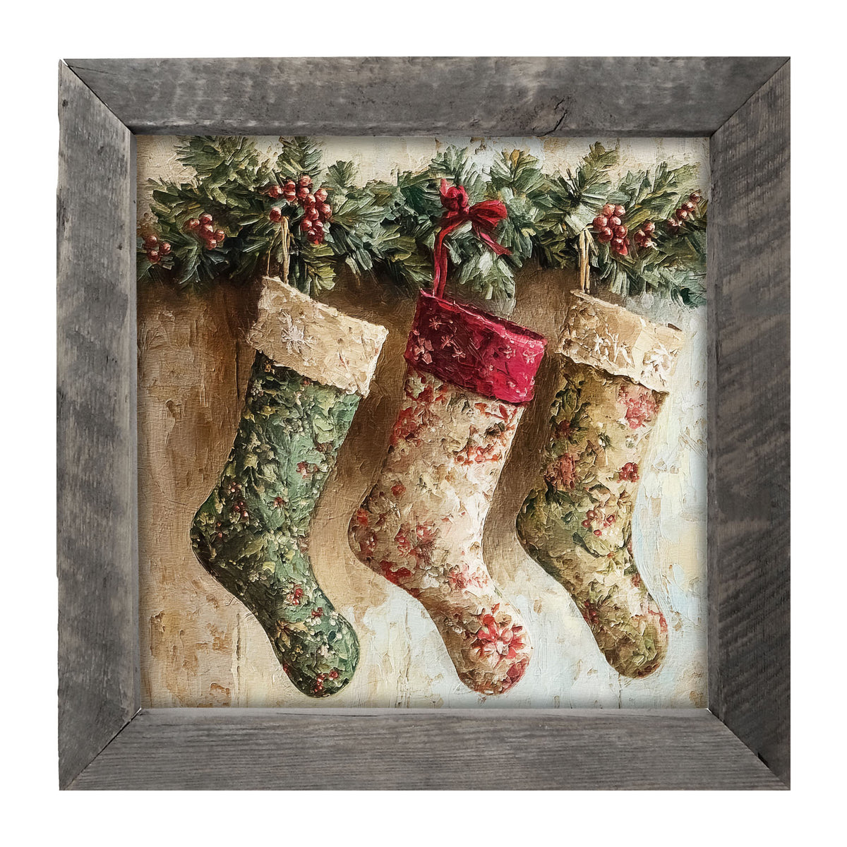 Stockings with Berries - Framed art