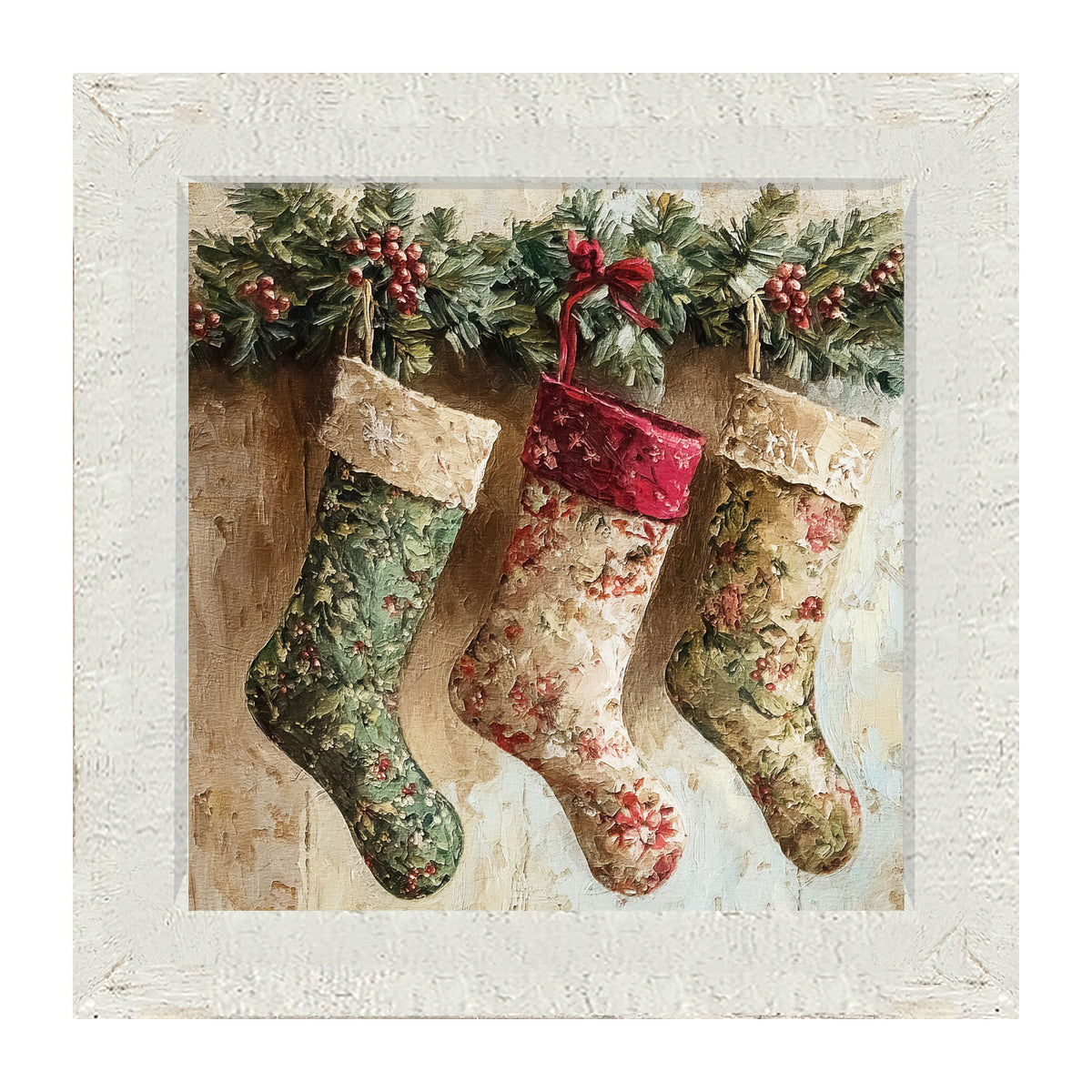 Stockings with Berries - Framed art