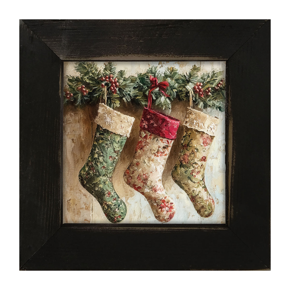 Stockings with Berries - Framed art