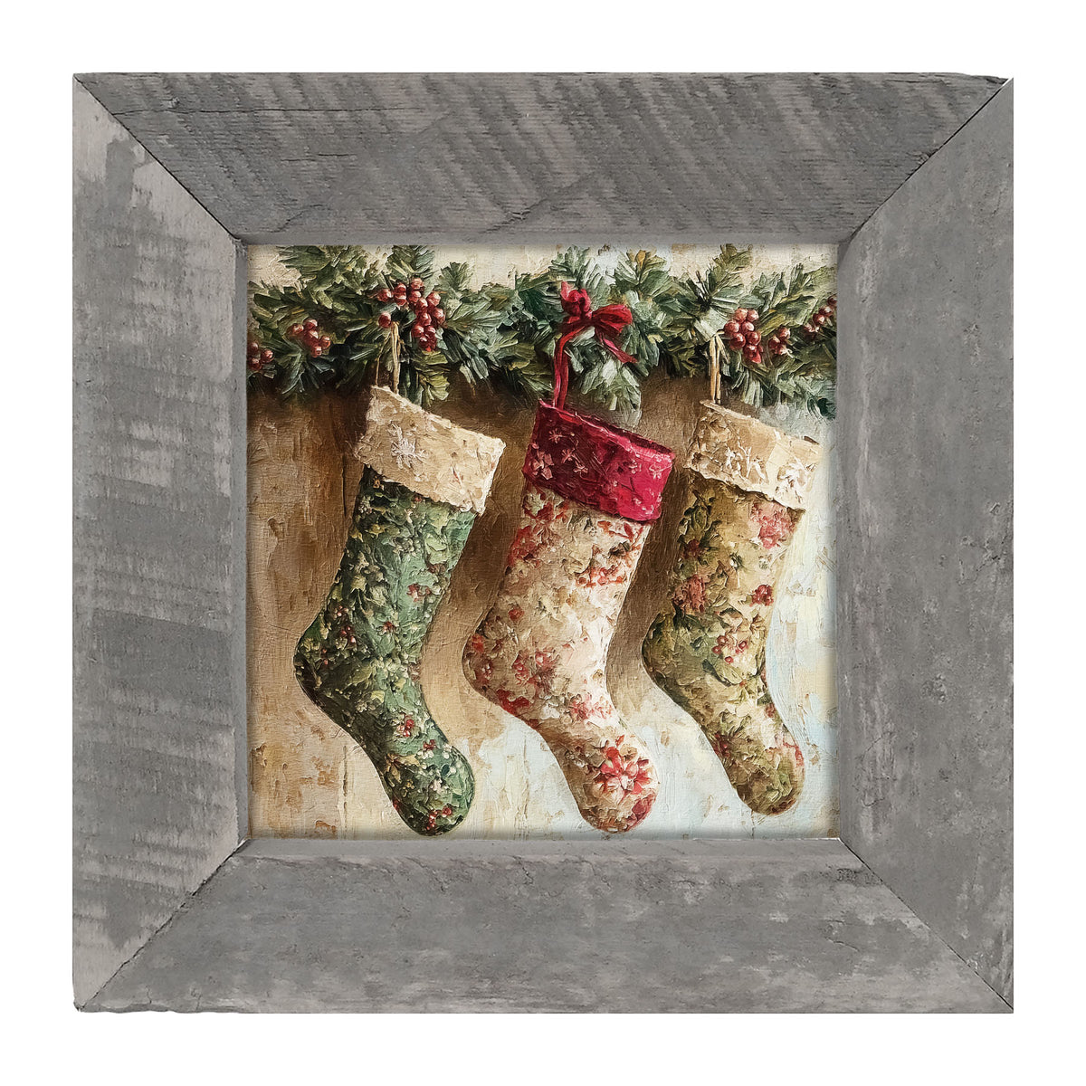 Stockings with Berries - Framed art