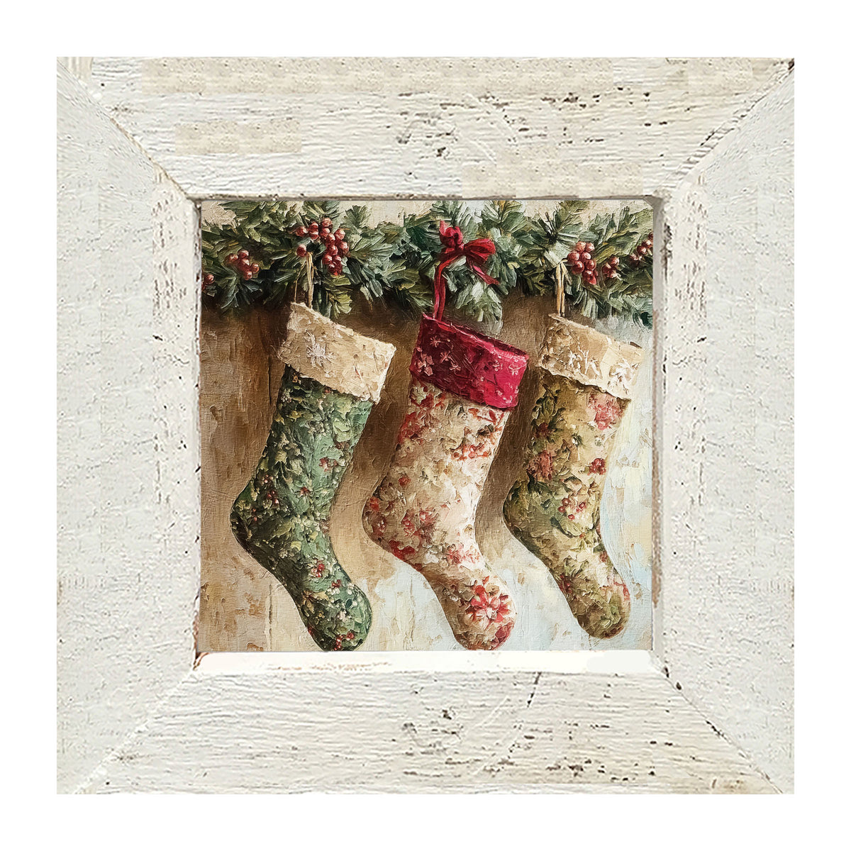 Stockings with Berries - Framed art