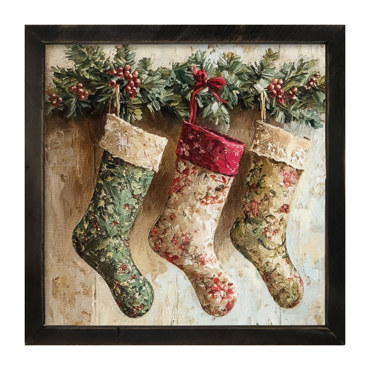 Stockings with Berries - Framed art