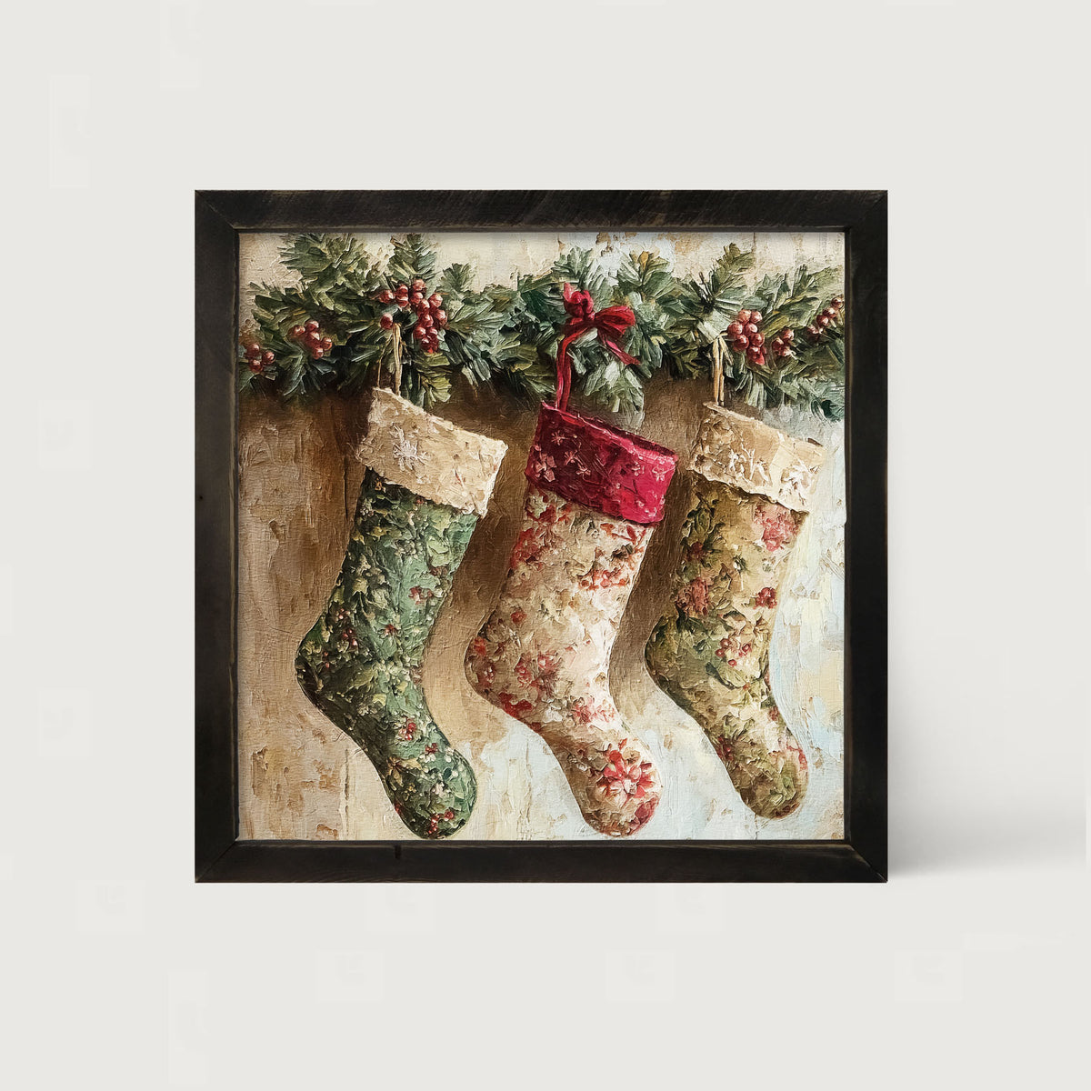 Stockings with Berries - Framed art