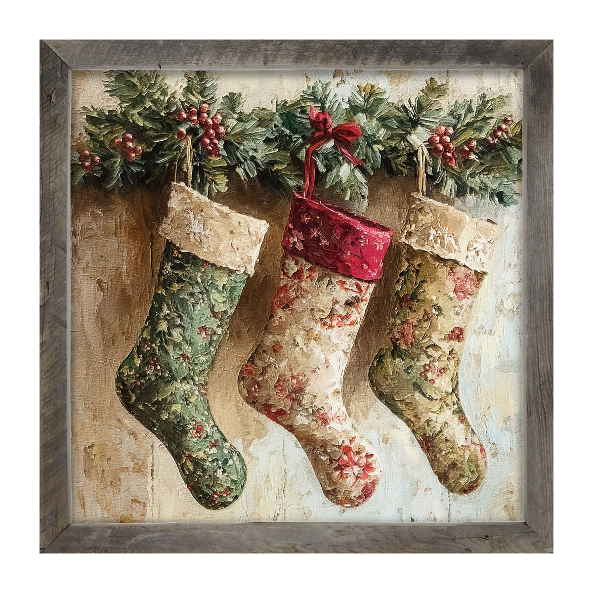 Stockings with Berries - Framed art