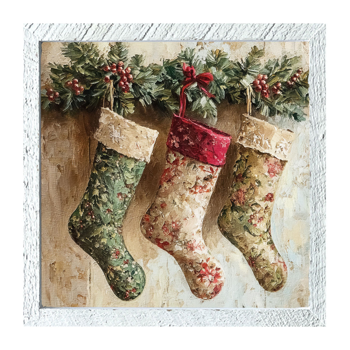 Stockings with Berries - Framed art