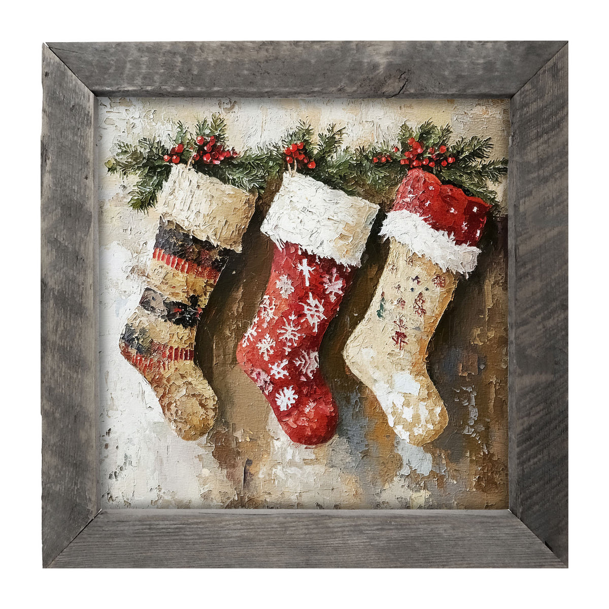 Rustic Stockings - Framed art