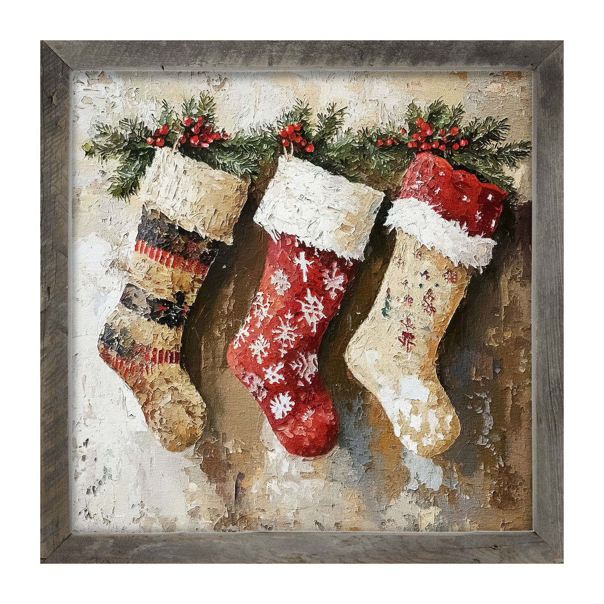 Rustic Stockings - Framed art