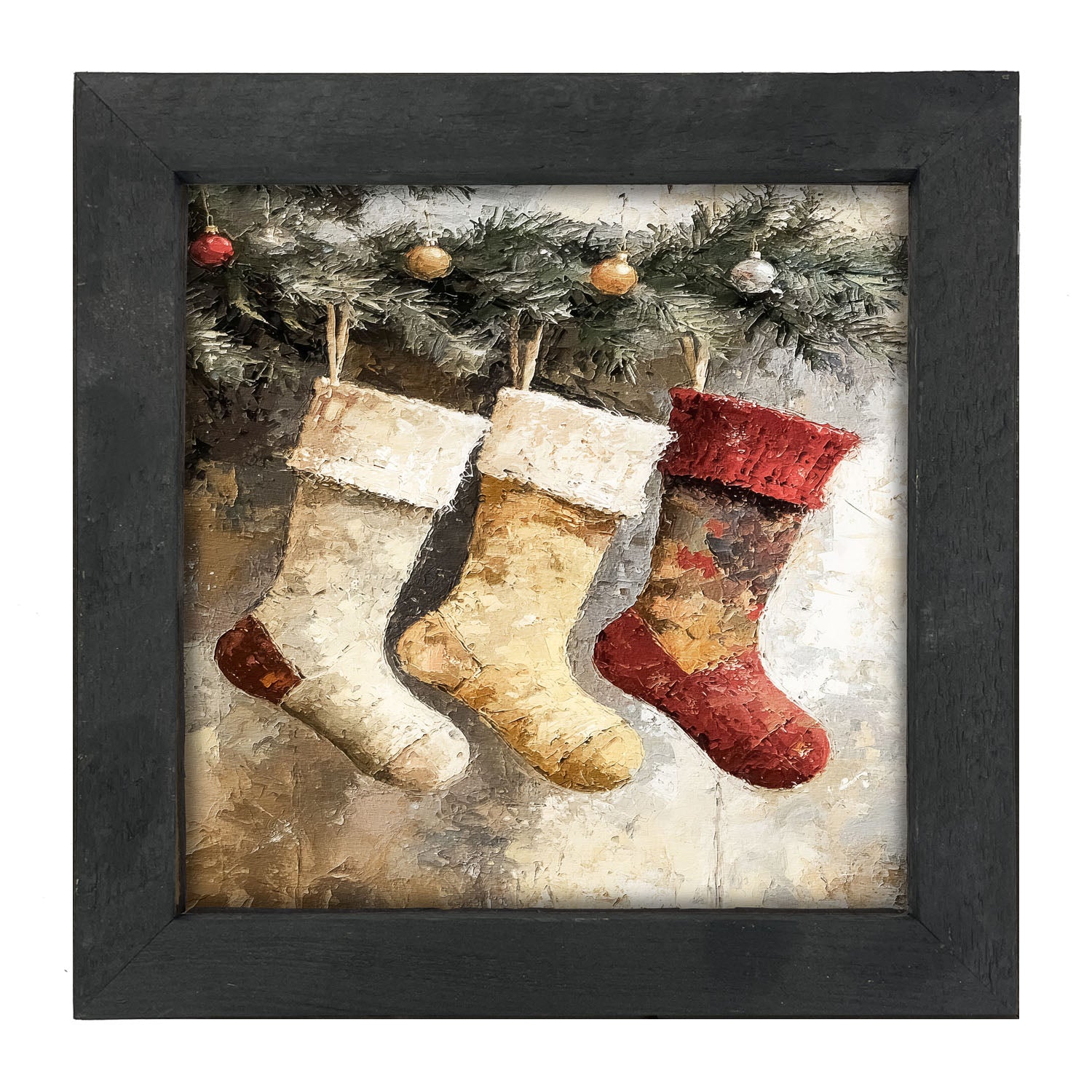 Stockings with Ornaments - Framed art