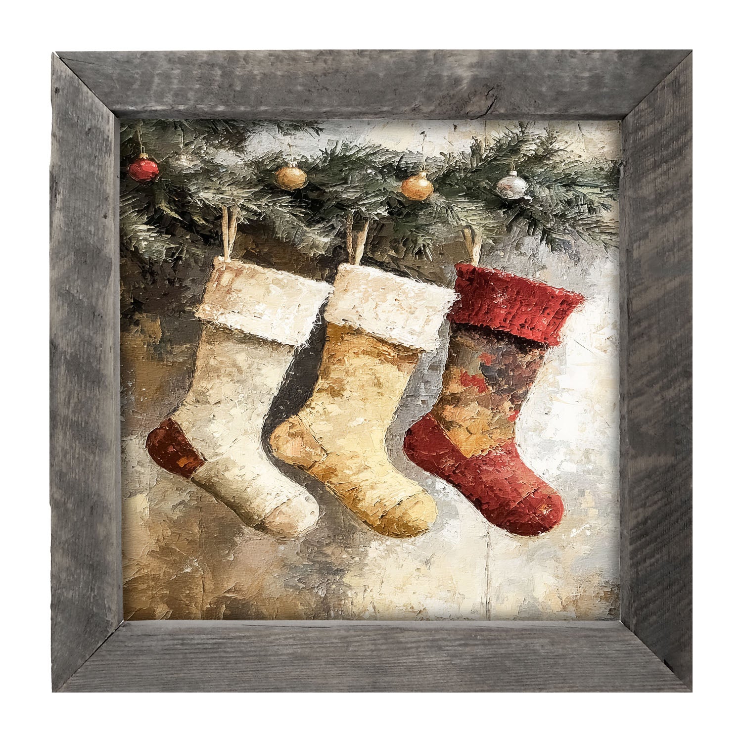Stockings with Ornaments - Framed art