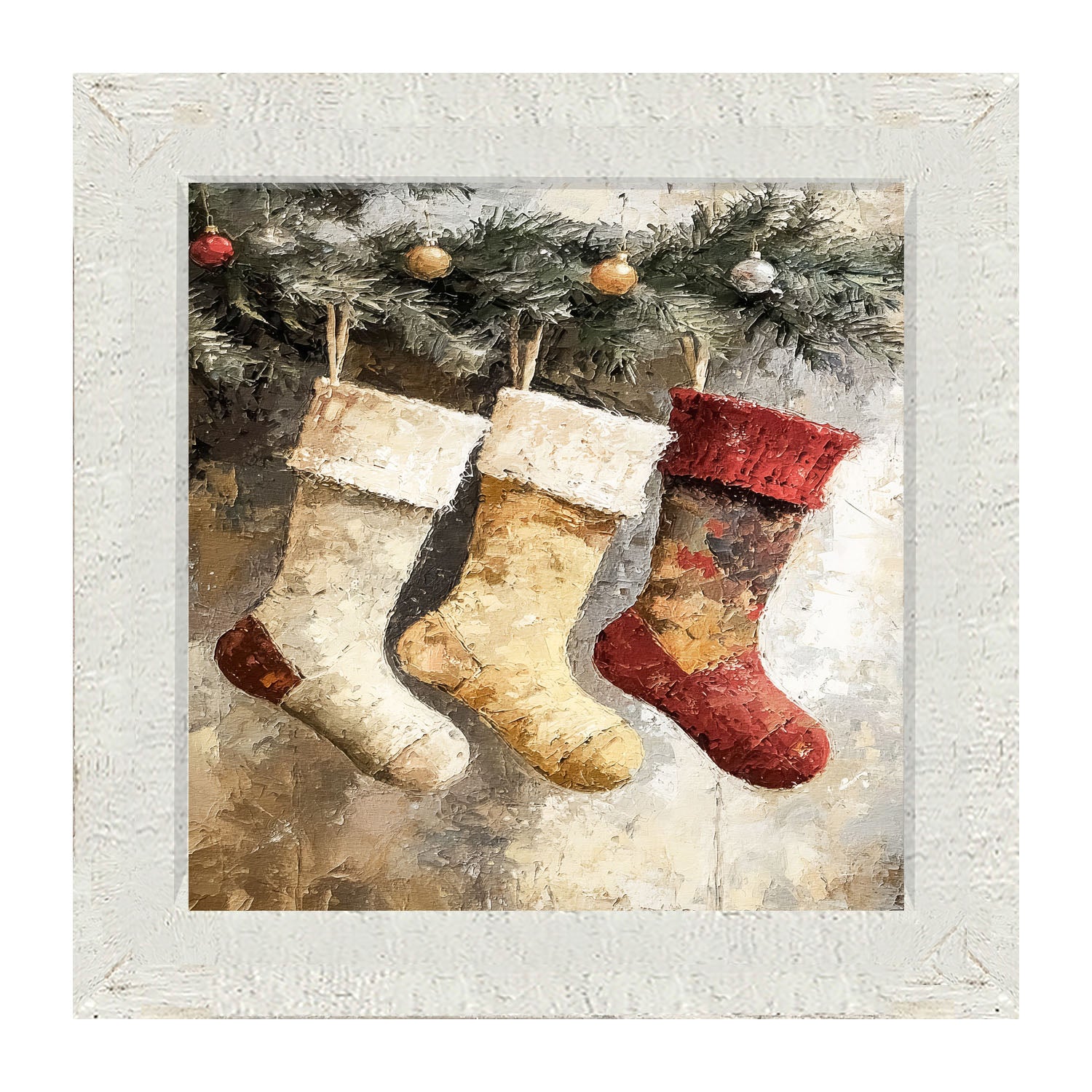 Stockings with Ornaments - Framed art