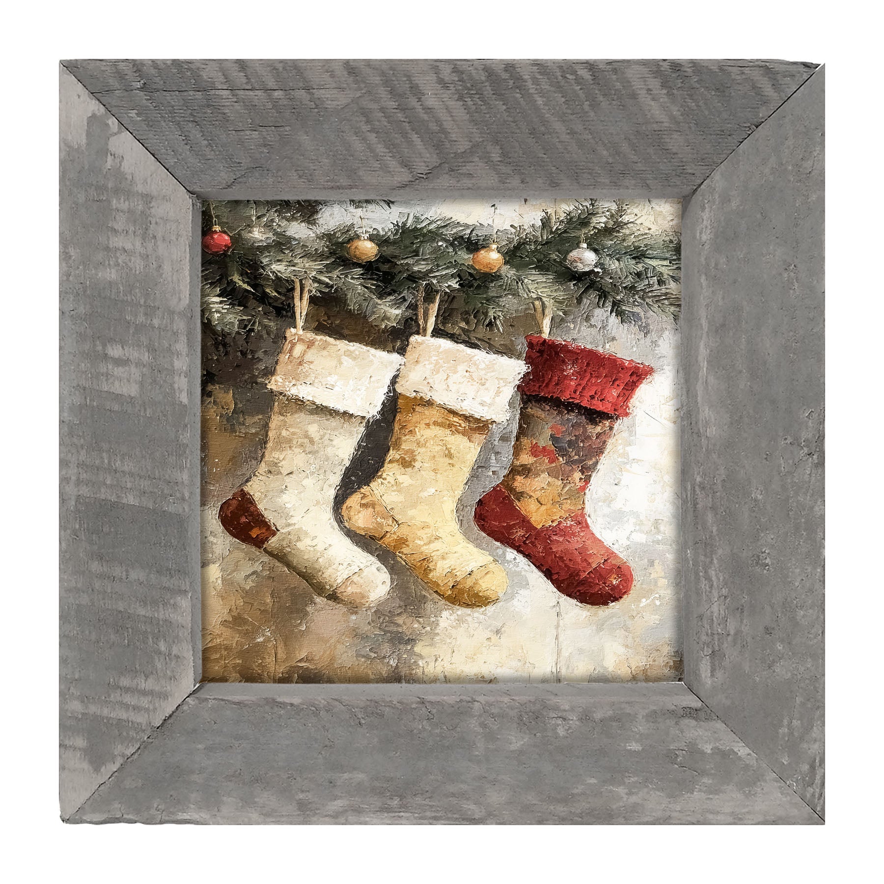 Stockings with Ornaments - Framed art