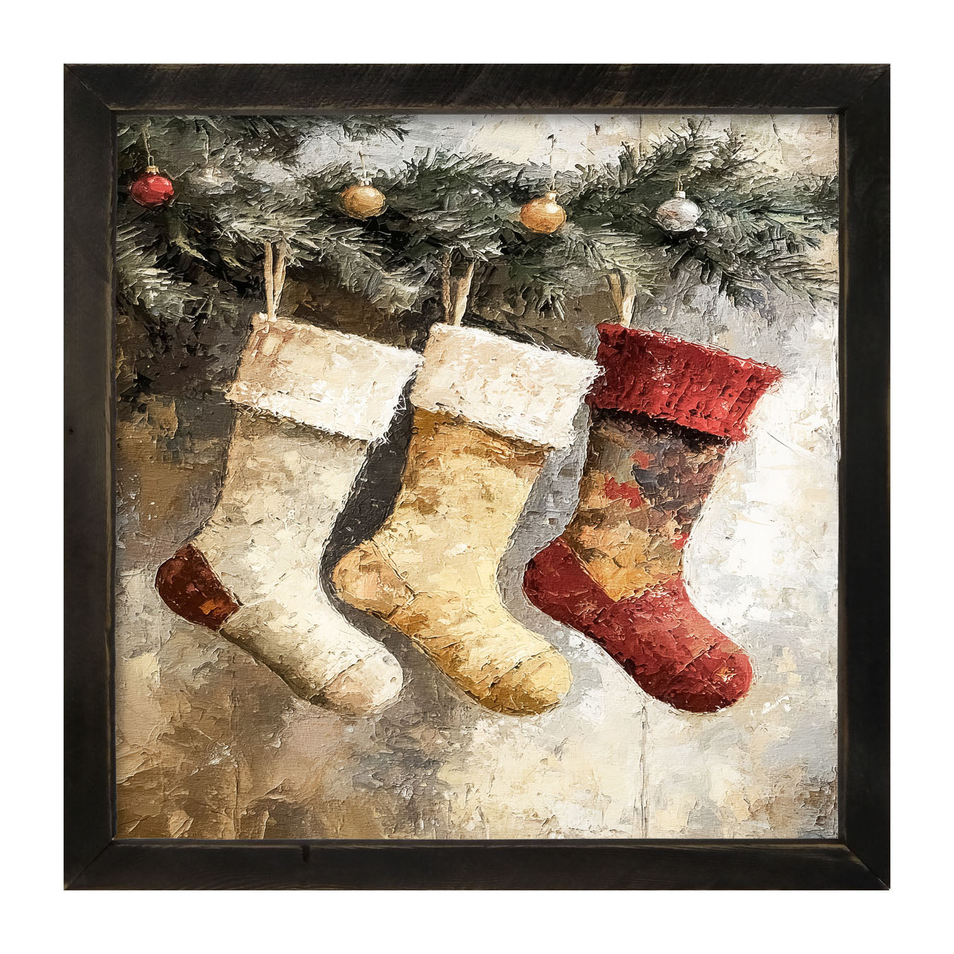 Stockings with Ornaments - Framed art