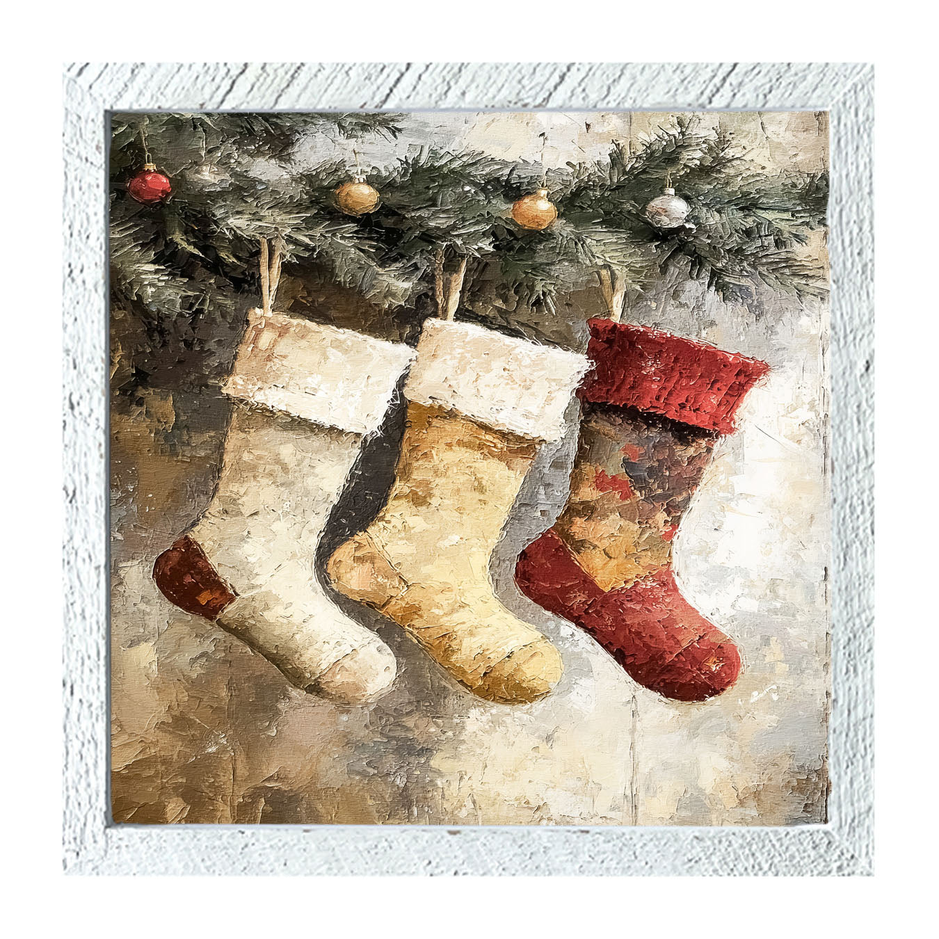Stockings with Ornaments - Framed art