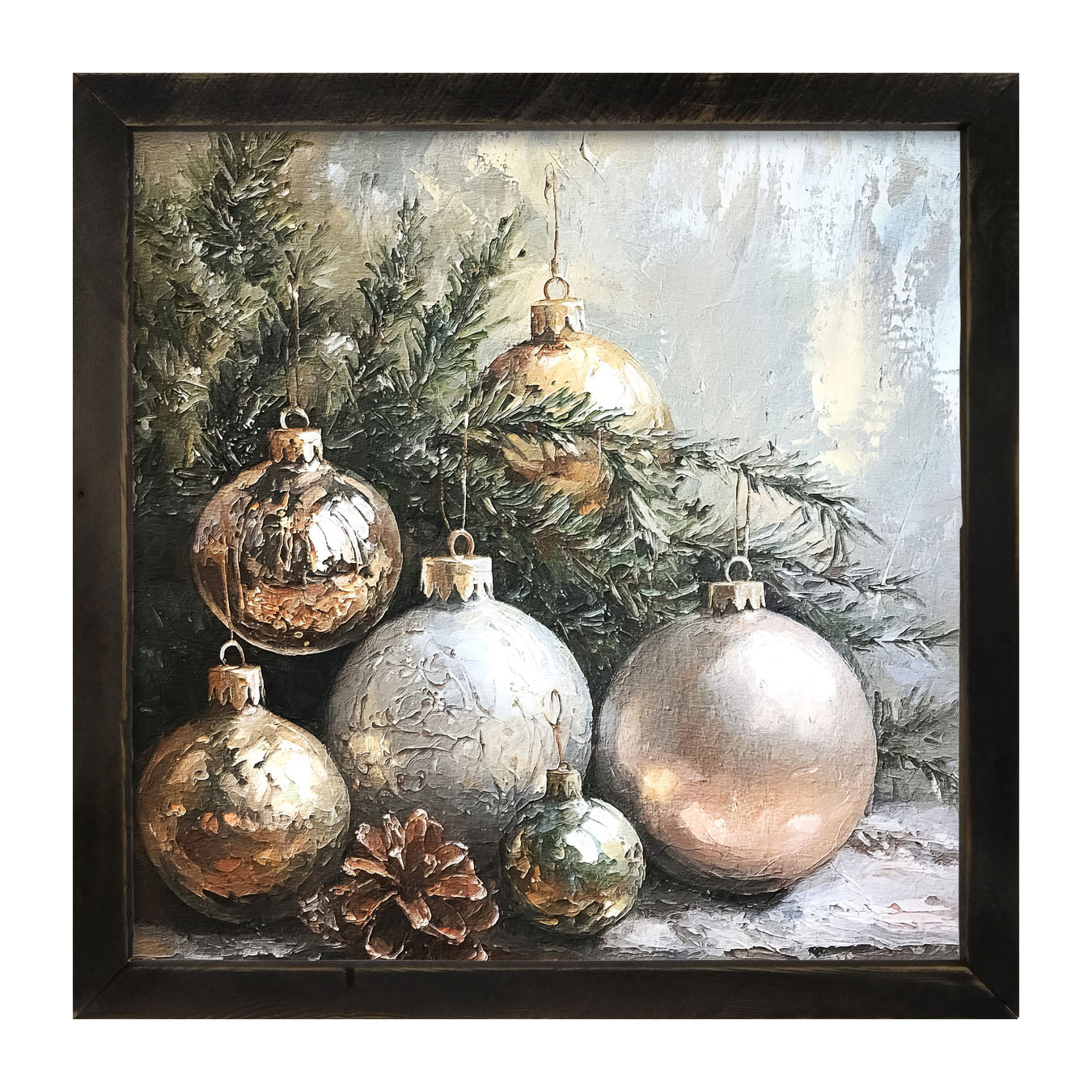 Silver and Gold Ornaments - Framed Art