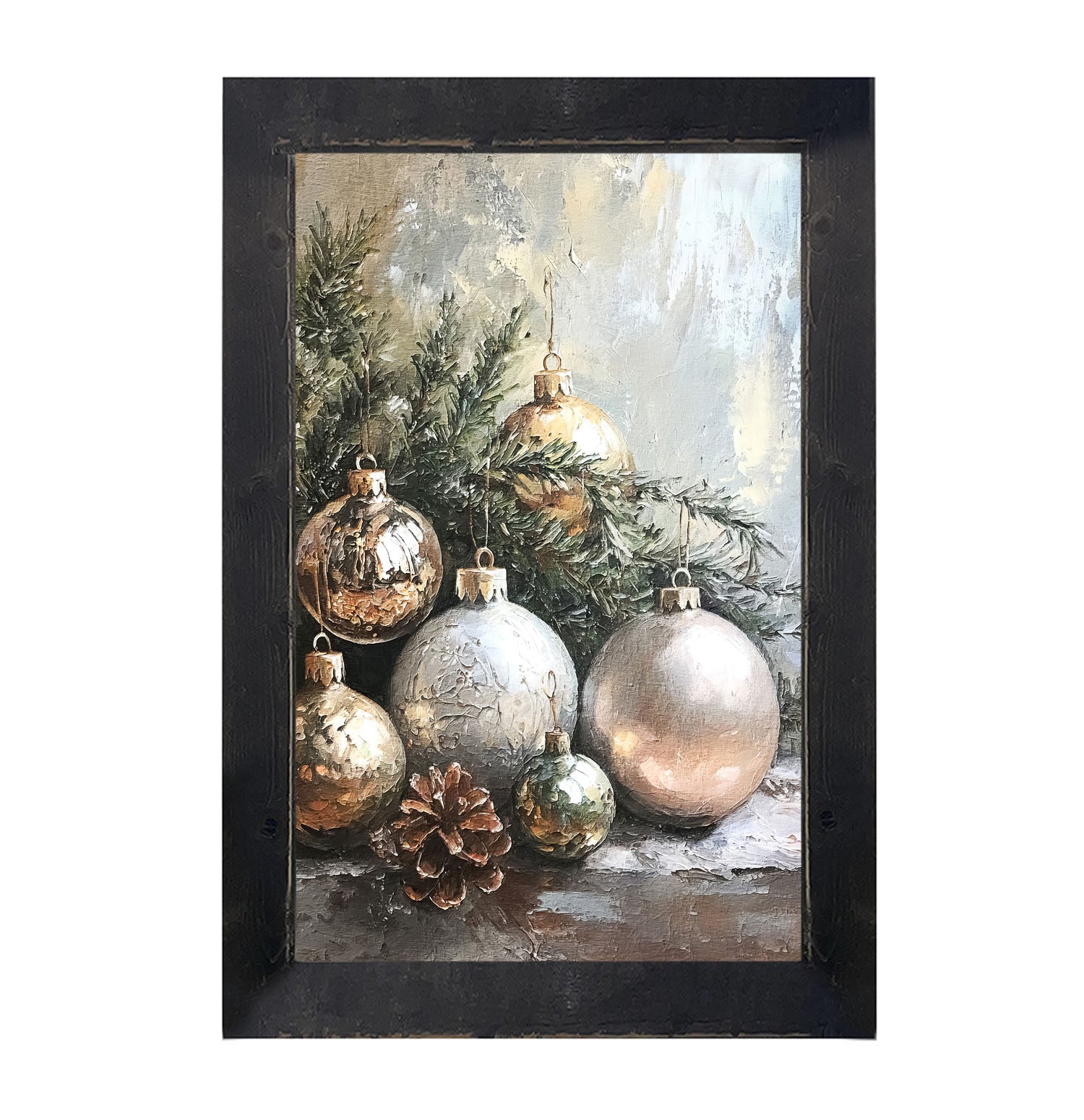 Silver and Gold Ornaments - Framed Art