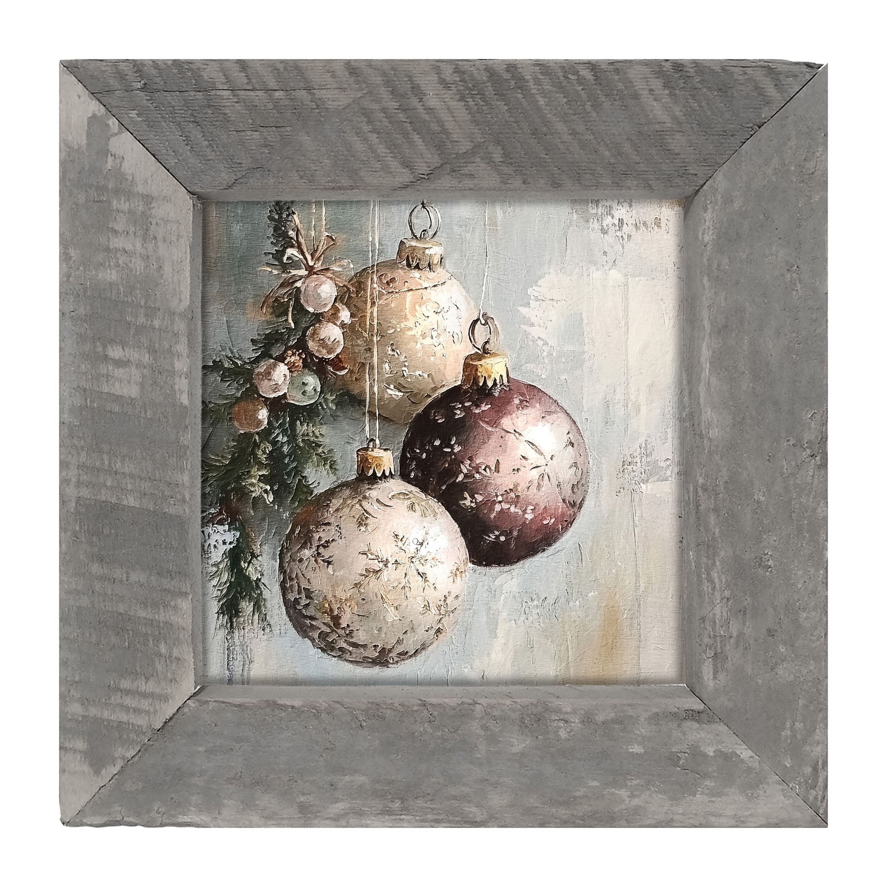 Pine Sprig with Ornaments - Framed Art