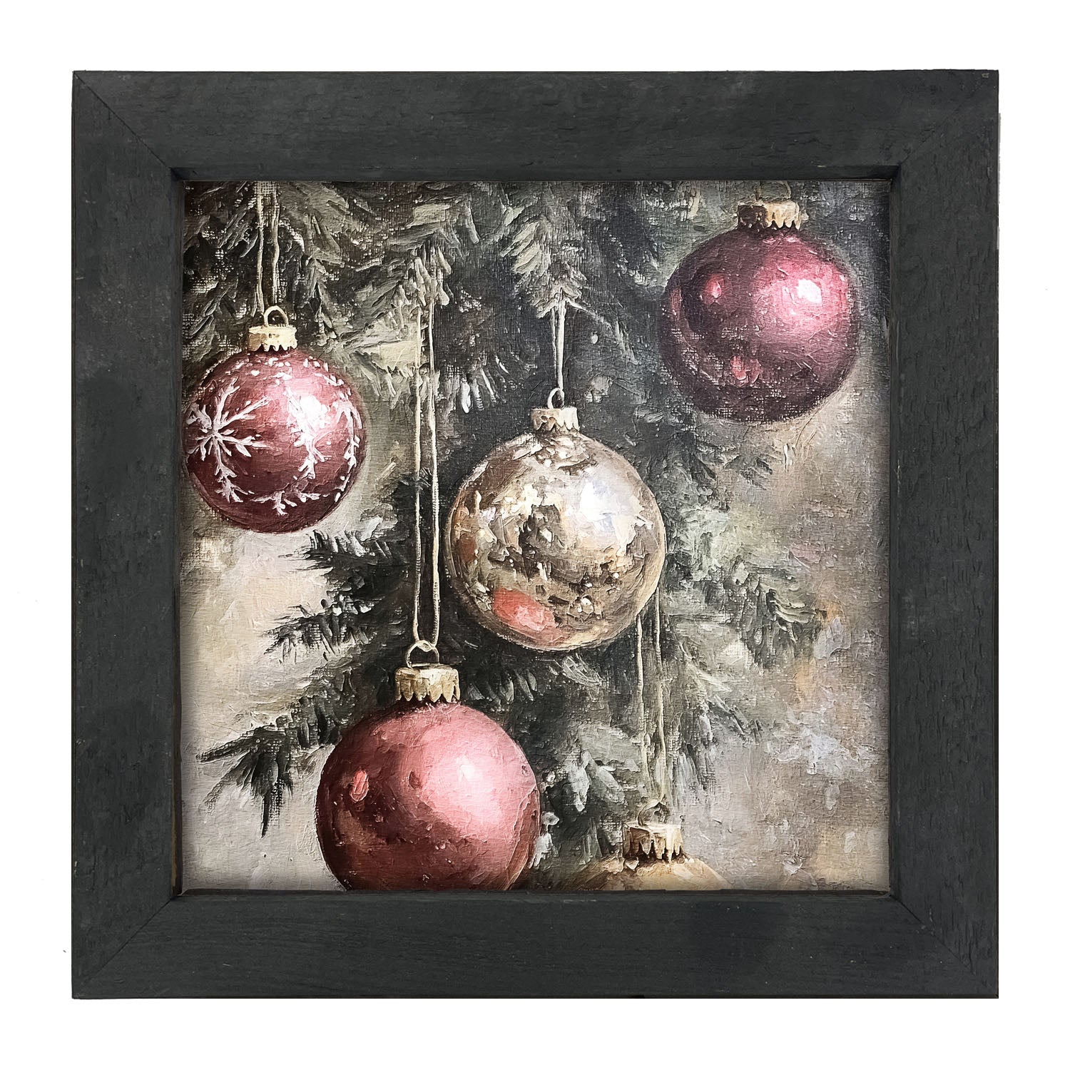 Ornaments on a Pine Branch - Framed art