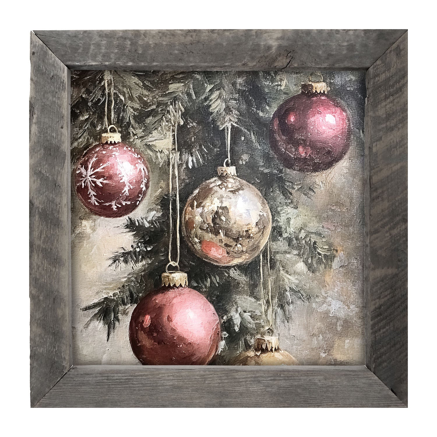 Ornaments on a Pine Branch - Framed art