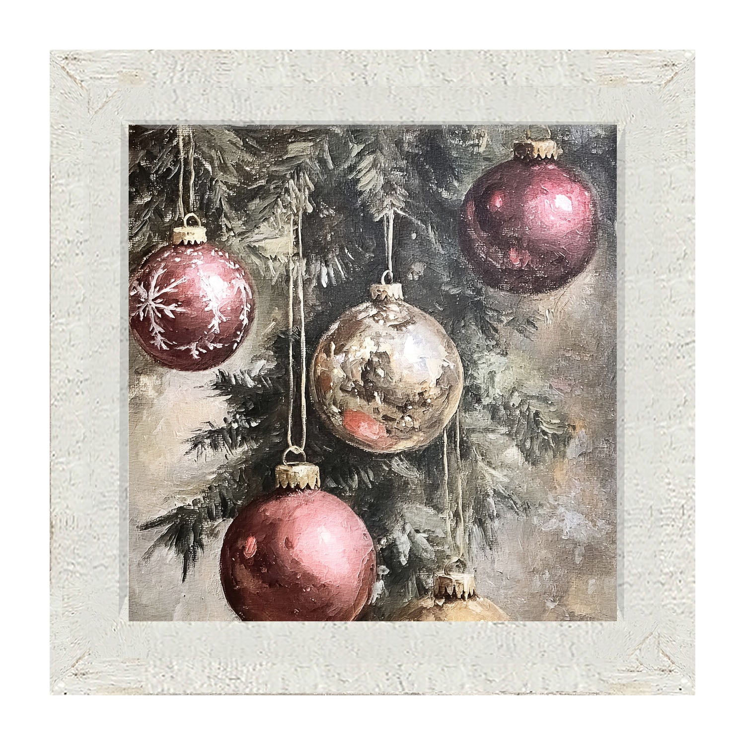 Ornaments on a Pine Branch - Framed art