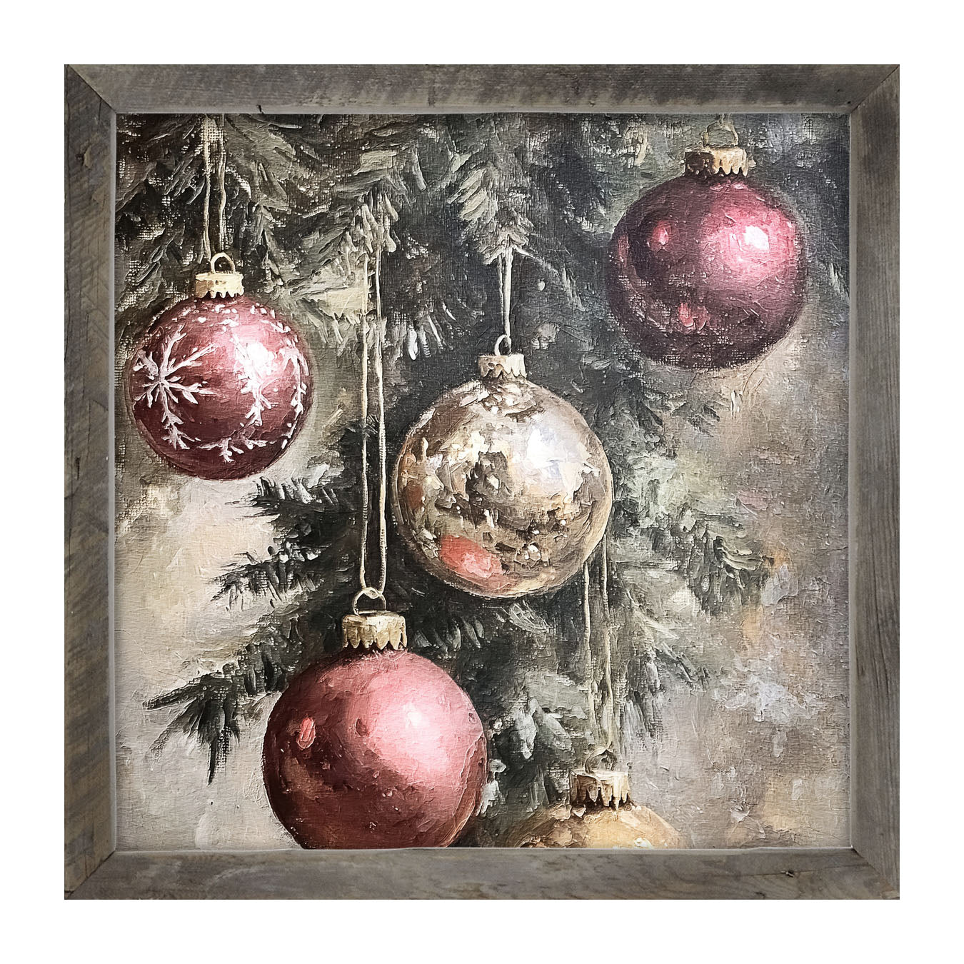 Ornaments on a Pine Branch - Framed art